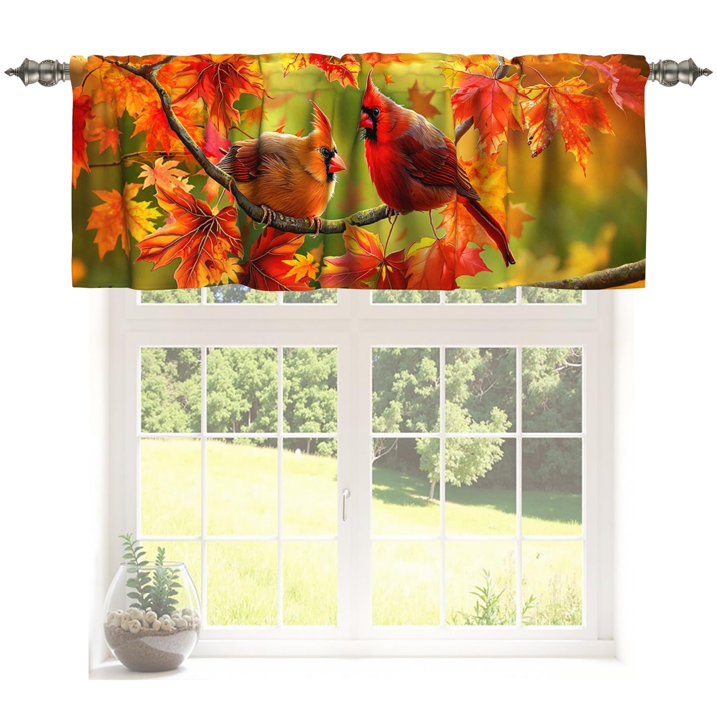 Patriotic Valance for Kitchen 2 Pack 54"x18" American Flag Curtains for Windows Red White Blue Stars 4th of July Independence Day Eucalyptus Leaf Window Treatment Rod Pocket Valance for Home Decor BST326L