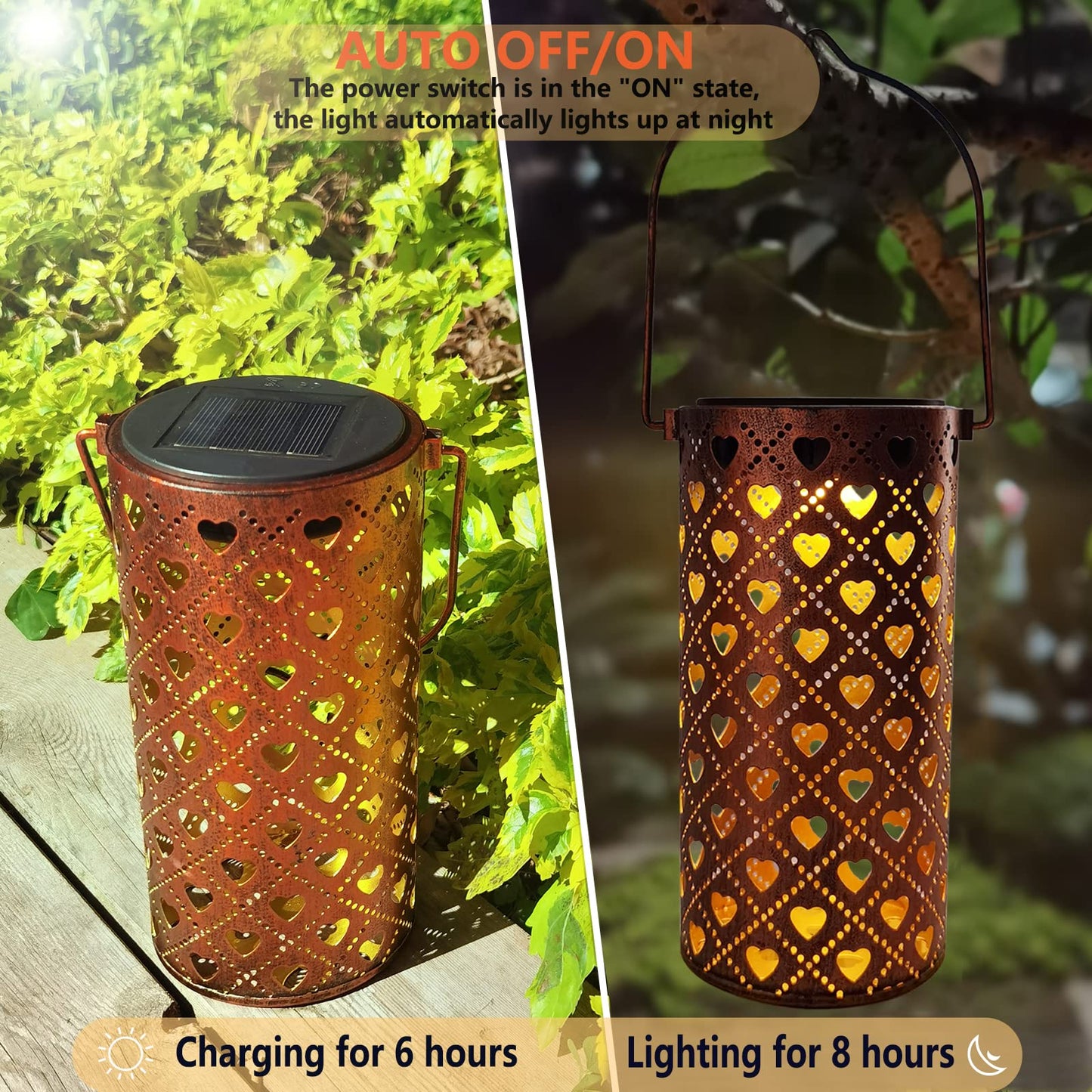 Solar Lanterns Outdoor Waterproof Butterfly Garden Decor Birthday Gifts for Women Mom Grandma, Hanging Solar Lights Metal Lantern Decoration Outside for Yard, Patio, Backyard, Porch