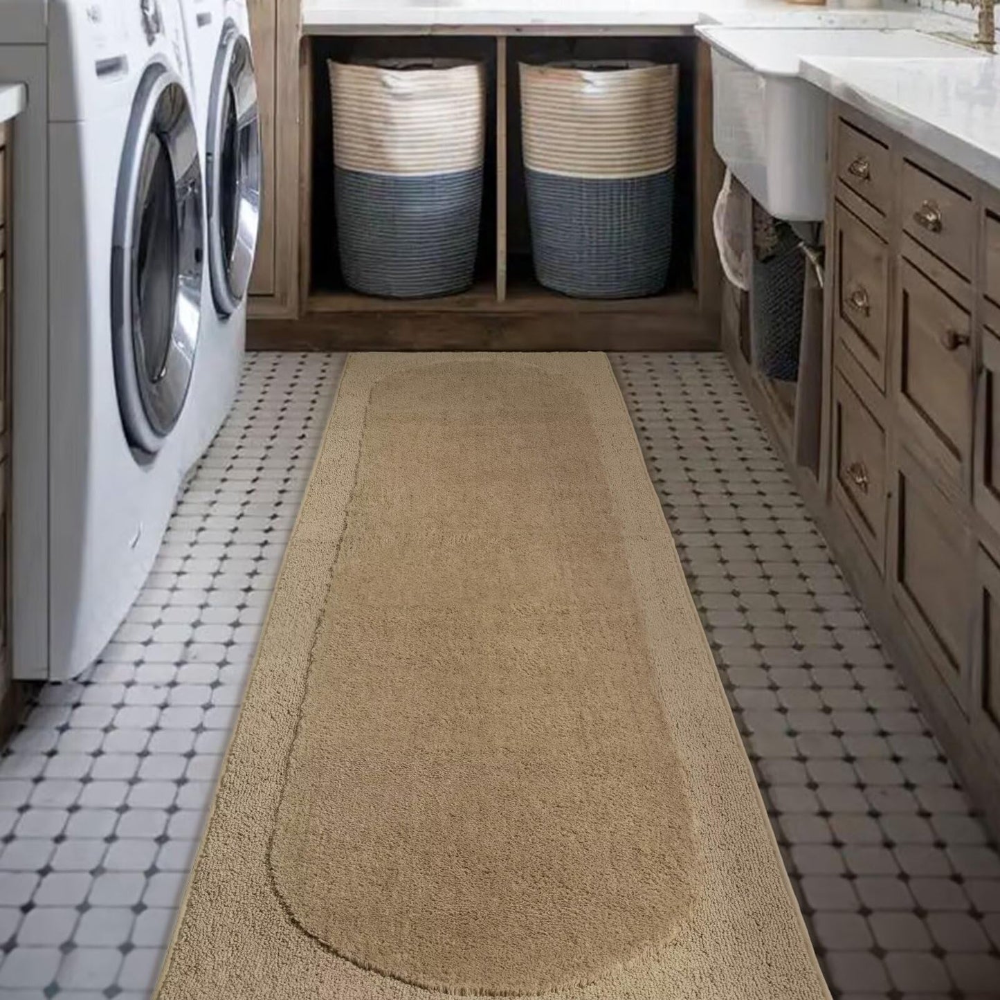 DEXDE Bathroom Rugs Non-Slip Mat for Bathroom Floor Shower,24x16 Beige | Thick Soft Absorbent Bath Mat, Quick Dry Microfiber Rug, Machine Washable Shower Floor Bathroom Mat Home Decor Accessories BST220