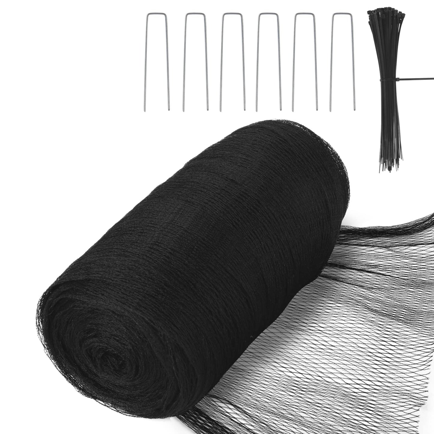 Bird Netting for Garden - 13 x 40 FT Heavy Duty Anti Bird Netting Mesh with Ties and Landscape Staples for Vegetable, Fruit Trees & Other Plants, Lasting Against Birds Deer Squirrels and Poultry