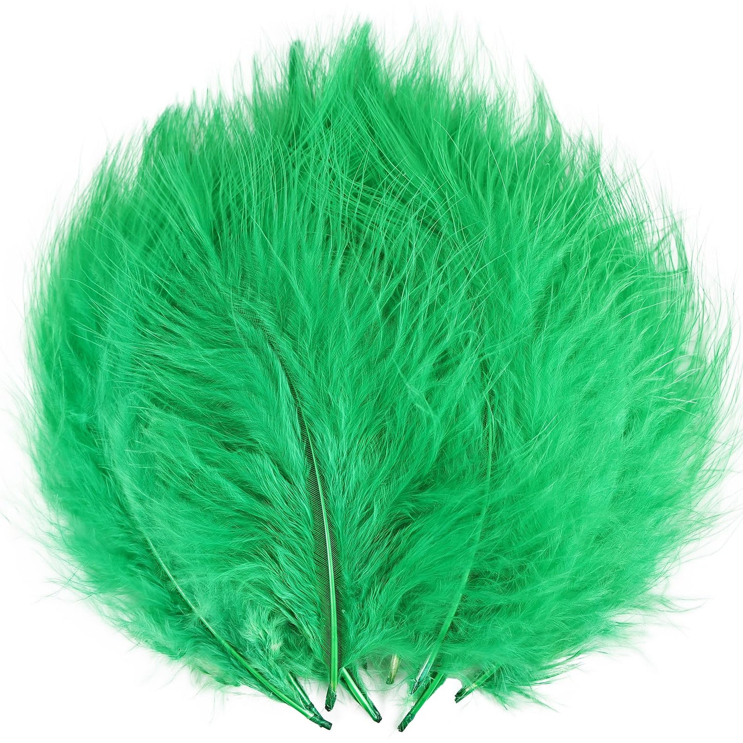 Fluffy Turkey Marabou Feathers 100pcs for Craft Dream Catcher Decoration - 4-7Inches Natural Feathers (Green) BST220