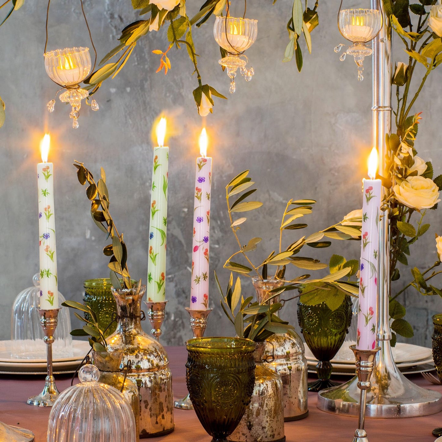 10 Inch Decorative Taper Candles, 4 Pack Birthday Balloon Print Candlesticks, Unscented Dripless Candles with Long Burn Time for Party, Holiday Table & Home Decor BST326H