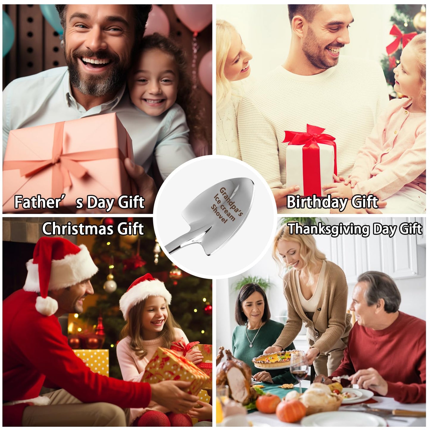 Dad Gifts - Gifts for dad from Daughter. Father Day Gifts for dad Ice Cream Spoon Scoop for Ice Cream Lovers, Father birthday Gifts Funny Engraved Stainless Steel Shovel WN420