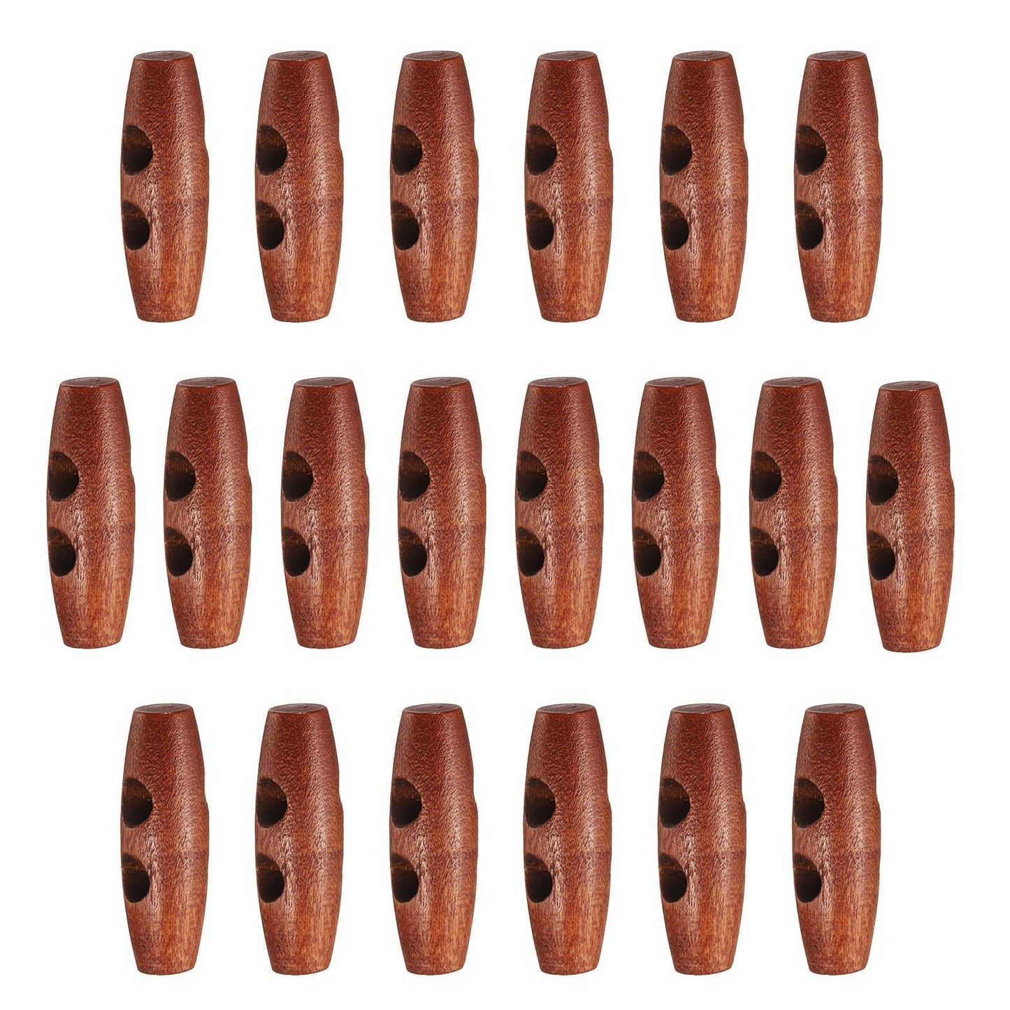 HARFINGTON 60mm / 2.4" Wooden Toggle Buttons 20pcs 2-Hole, Maroon | Wood Olive Sewing Buttons Horn Oval Buttons Sewing Accessories for Coat Sweaters Clothing DIY Craft BST326L