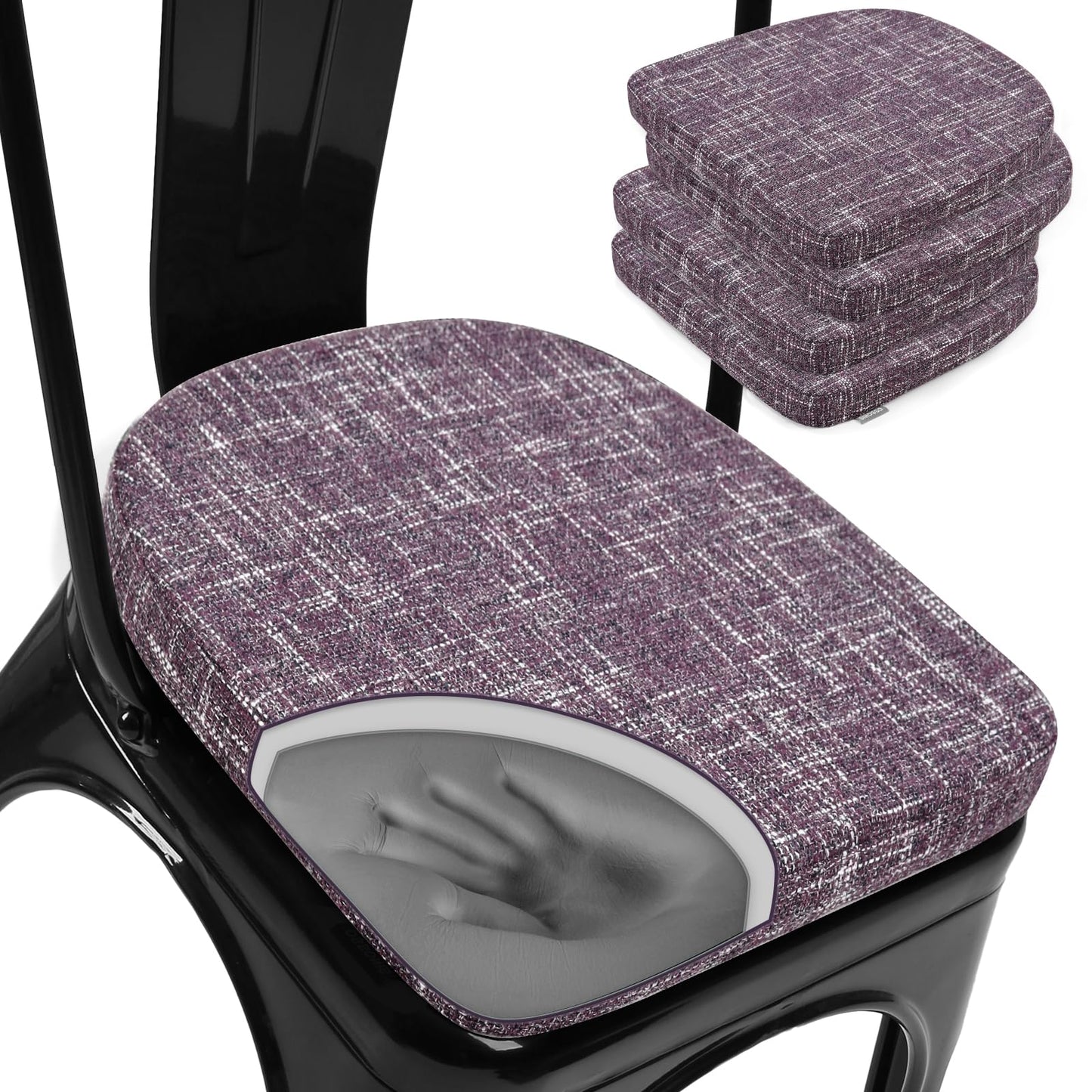SINOSSO Memory Foam Bar Stool Cushions 4 Pcs, Modern Interwoven Style Magnetic Small Chair Pads Use for Cafe Bistro Stackable Metal Stool (Square, Red, 4) BST220