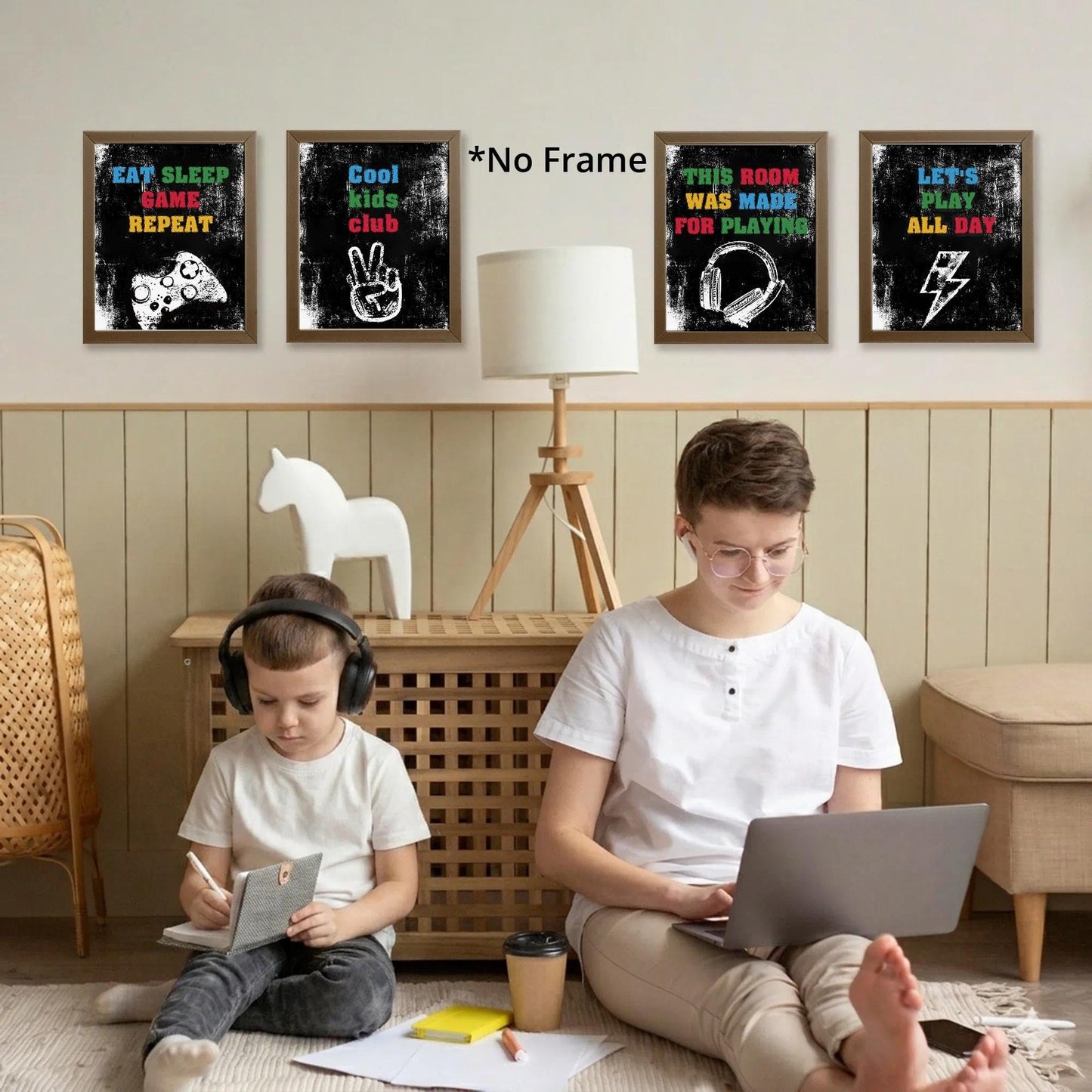 Retro Video Game Gaming Poster Prints for Home Boys Room Playroom Decor,Black And White Video Game Decorations Prints Wall Art Unframed 4pcs 8x10inches,Gift for Gamer Boys Gaming Love (8×10 inc) BST220