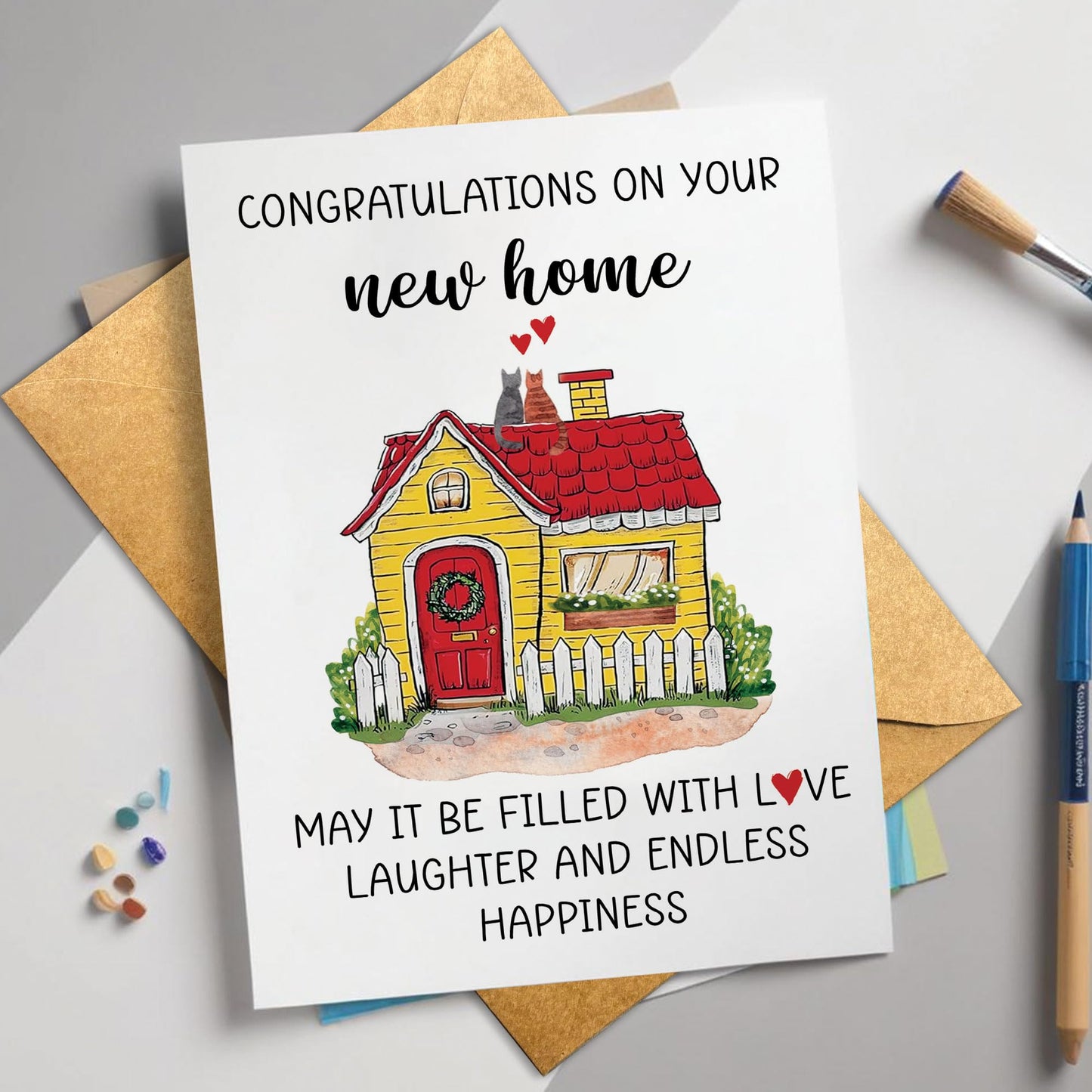 Congrats on Your New Home Housewarming Greeting with Gold Lettering and Key Design, Funny Congratulations Gift for New Homeowners, First-Time Buyers, Friends, Neighbors, Real Estate Clients Single 5.3''x8'' with Envelope BST326L