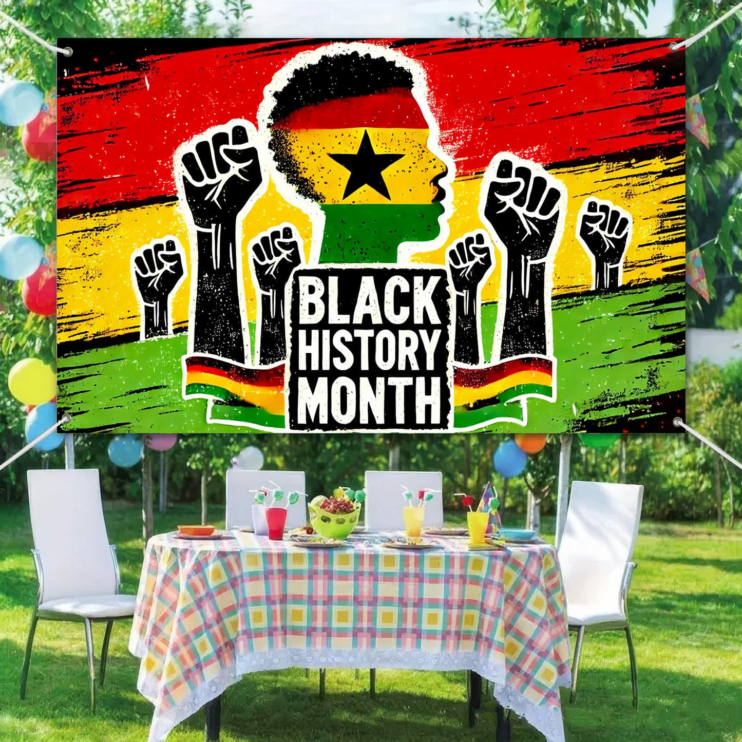 HOMETITUTE Black History Banner African Culture Power Decorations 71 x 43 Inch BST326H