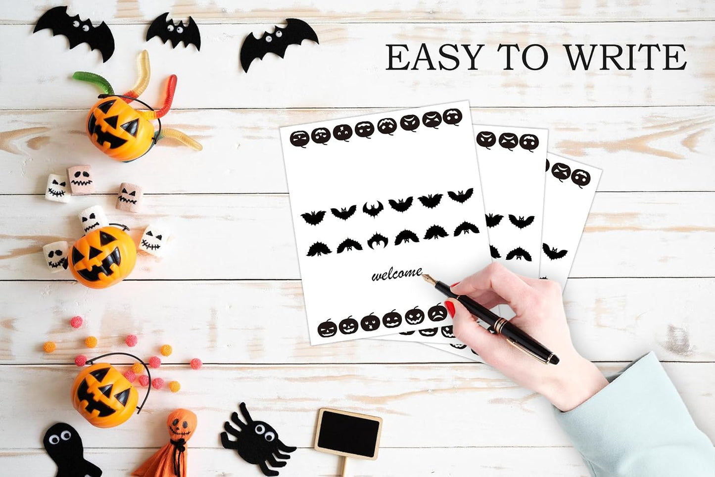 25 Pack Halloween Tent Place Cards, Place Cards for Table Setting, Folded Eggshell Paper Name Tent Cards for Halloween Holiday Dinner Decorations - HW02 WN420