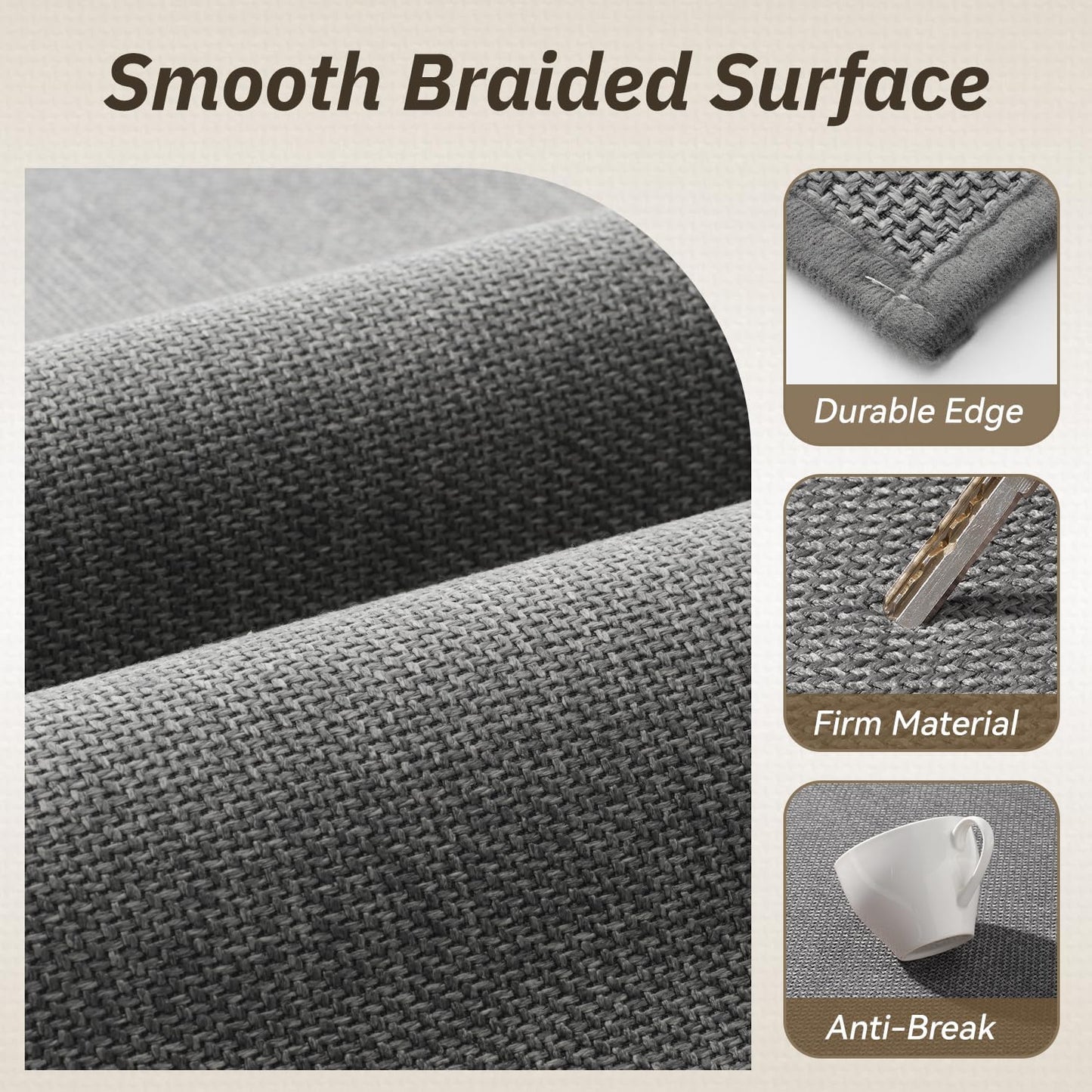 PADOOR Kitchen Mats for Floor-Anti Fatigue Kitchen Rugs Non Slip Washable Super Absorbent, Soft Durable Woven Kitchen Sink Rug Easy to Clean, Comfort Kitchen Floor Mat for Sink Laundry 17"x30" Grey BST220