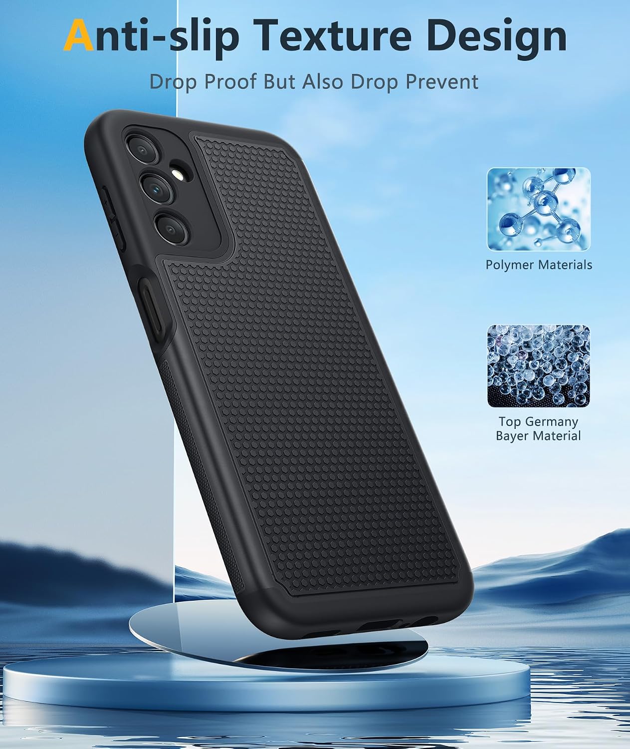 FNTCASE for Galaxy A14-5G Phone Case: Samsung A14 5G Military Grade Drop Protection, 14ft Drop Tested, Screen Protector Included, Anti-Slip Matte Textured, TPU+PC Dual Layer Shockproof Cover (Black) WN420