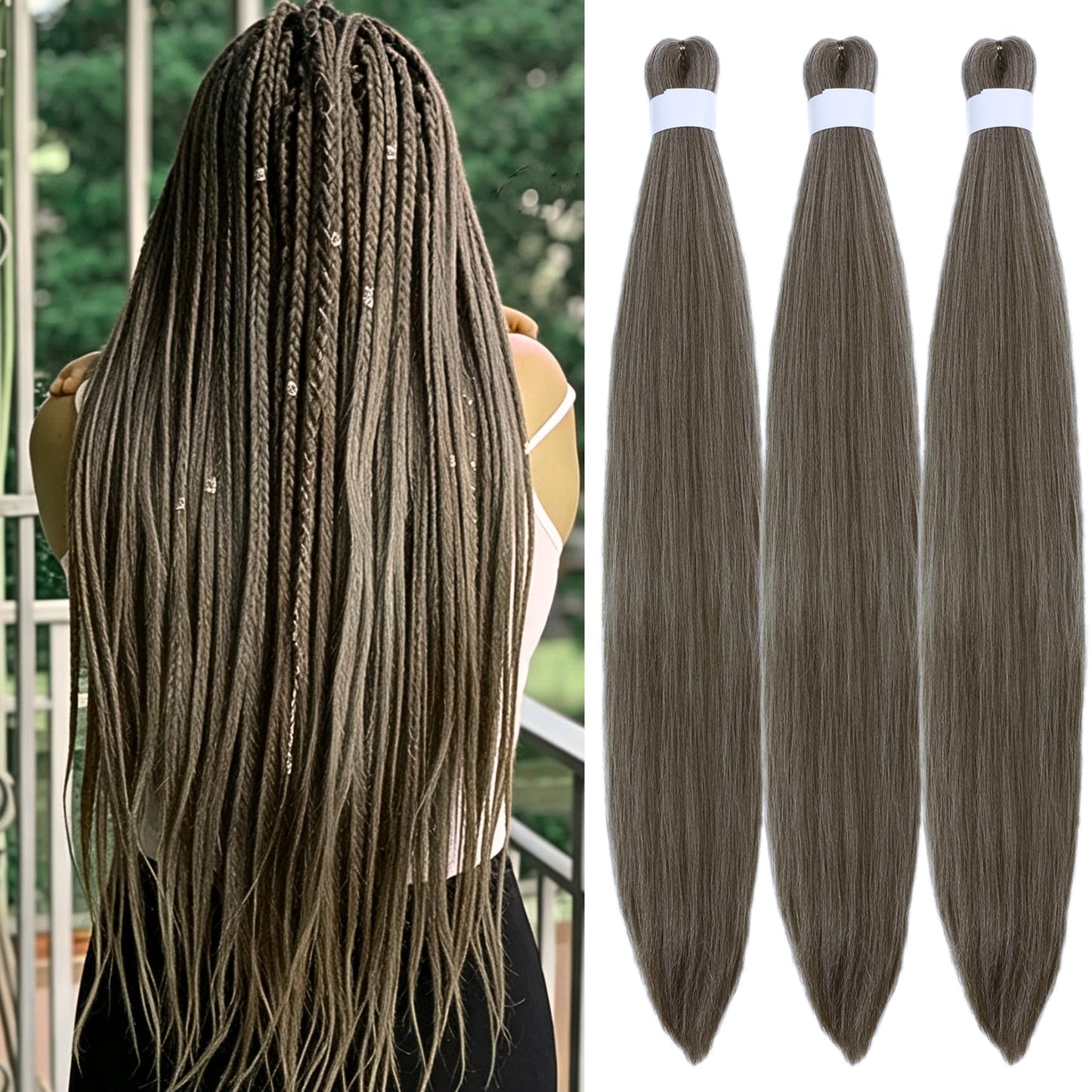 Purple Braiding Hair Pre stretched Knotless 26 inch | Hypoallergenic Synthetic Purple Prestretched Ez Braid Knotless Itch Free Soft Yaki Texture Hot Water Setting WN420
