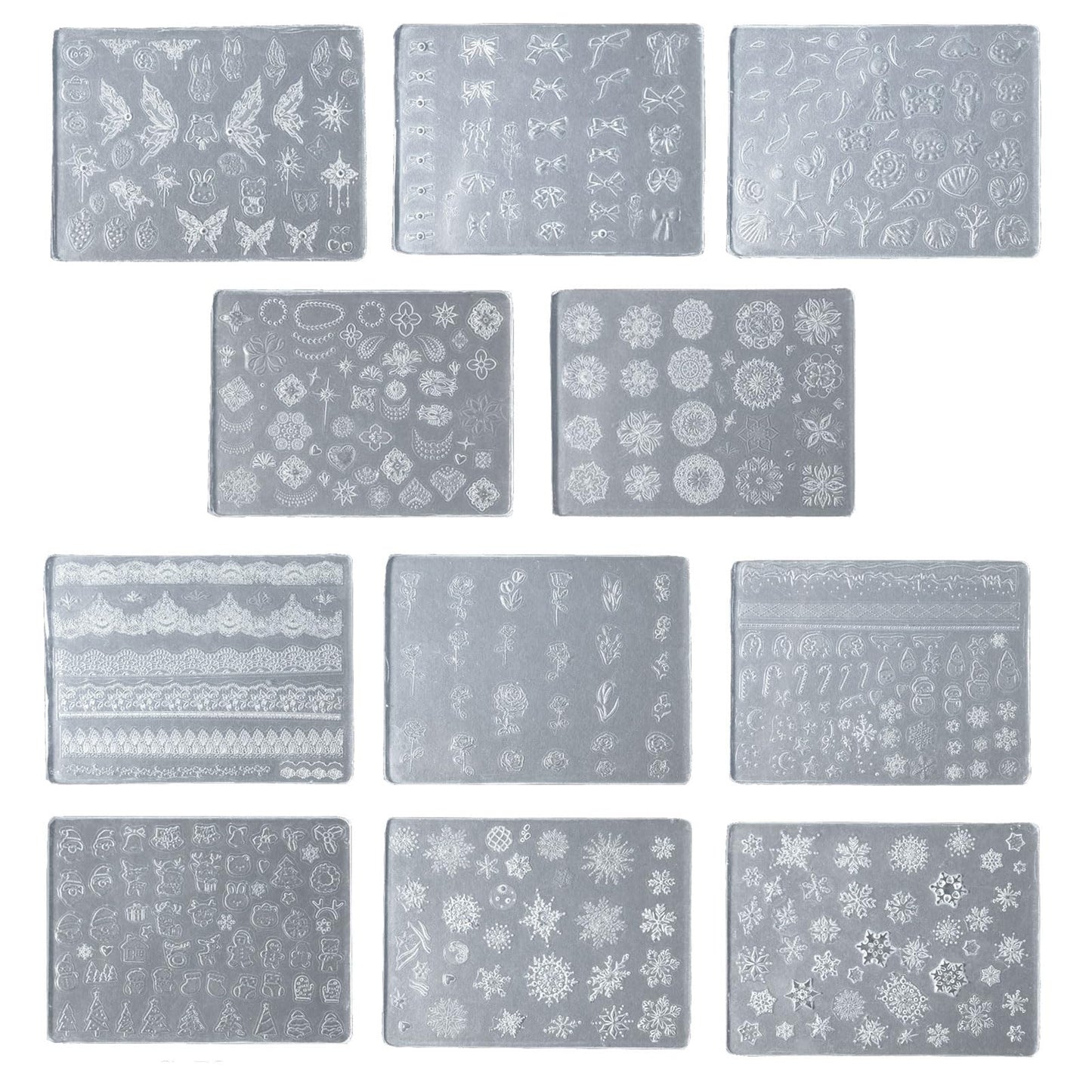 Nail Art Silicone Mold Beautiful 3D Nail Embossed Stencils Molds Epoxy Resin Mold DIY Crafts Party Home Decor BST220