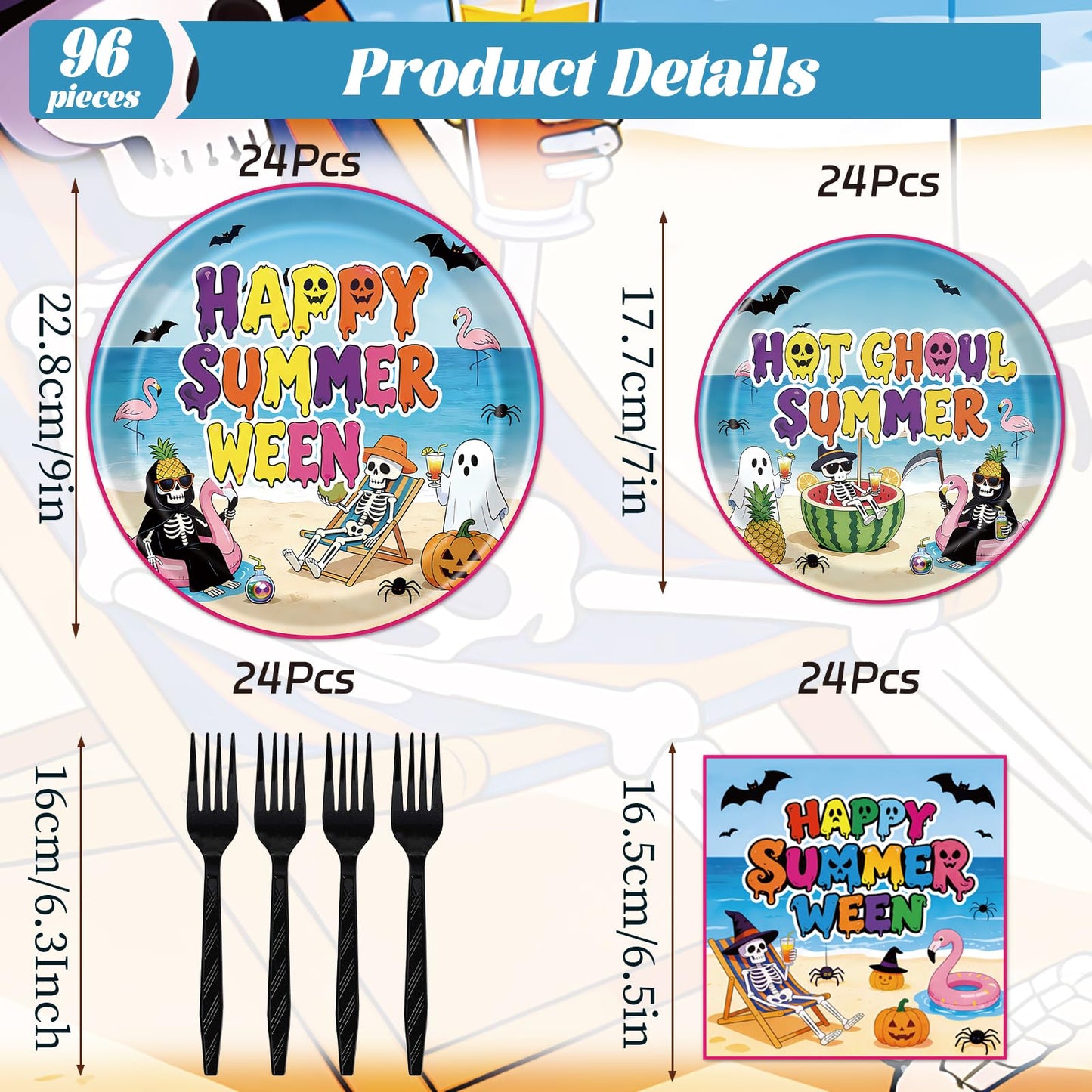 Gameza July Christmas Party Decorations Tableware, 96PCS There's Some Hohoho's in July Disposable Paper Plates and Napkins Decoration, Summer Xmas Beach Forks Decor Supplies Serves 24 BST220