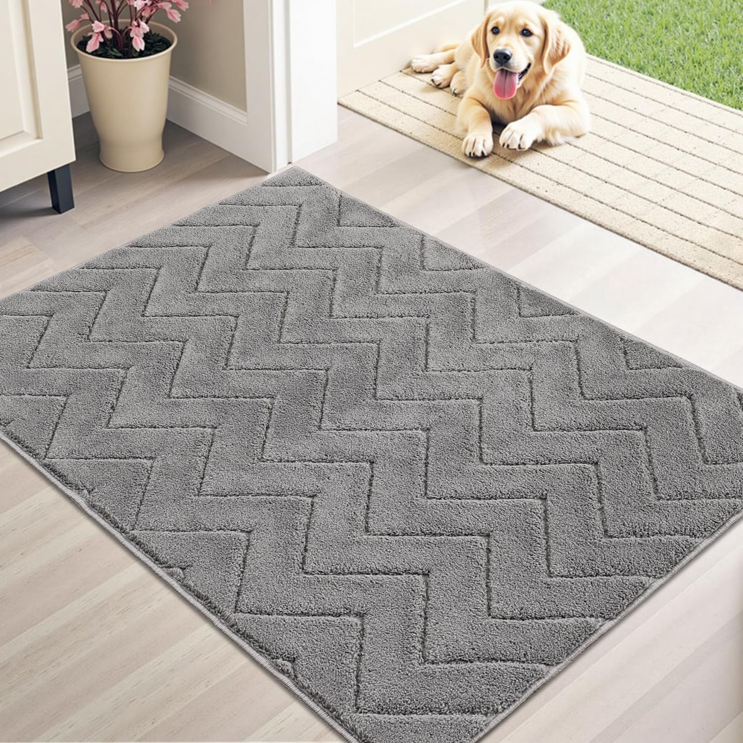 Stiio Bathroom Rugs, Bath Mats for Bathroom, Extra Soft and Water Absorbent, Non Slip Washable Mat for Floor, Tub and Shower, Front Door Entrance Inside Doormat, 24x35 Inches Brown BST202