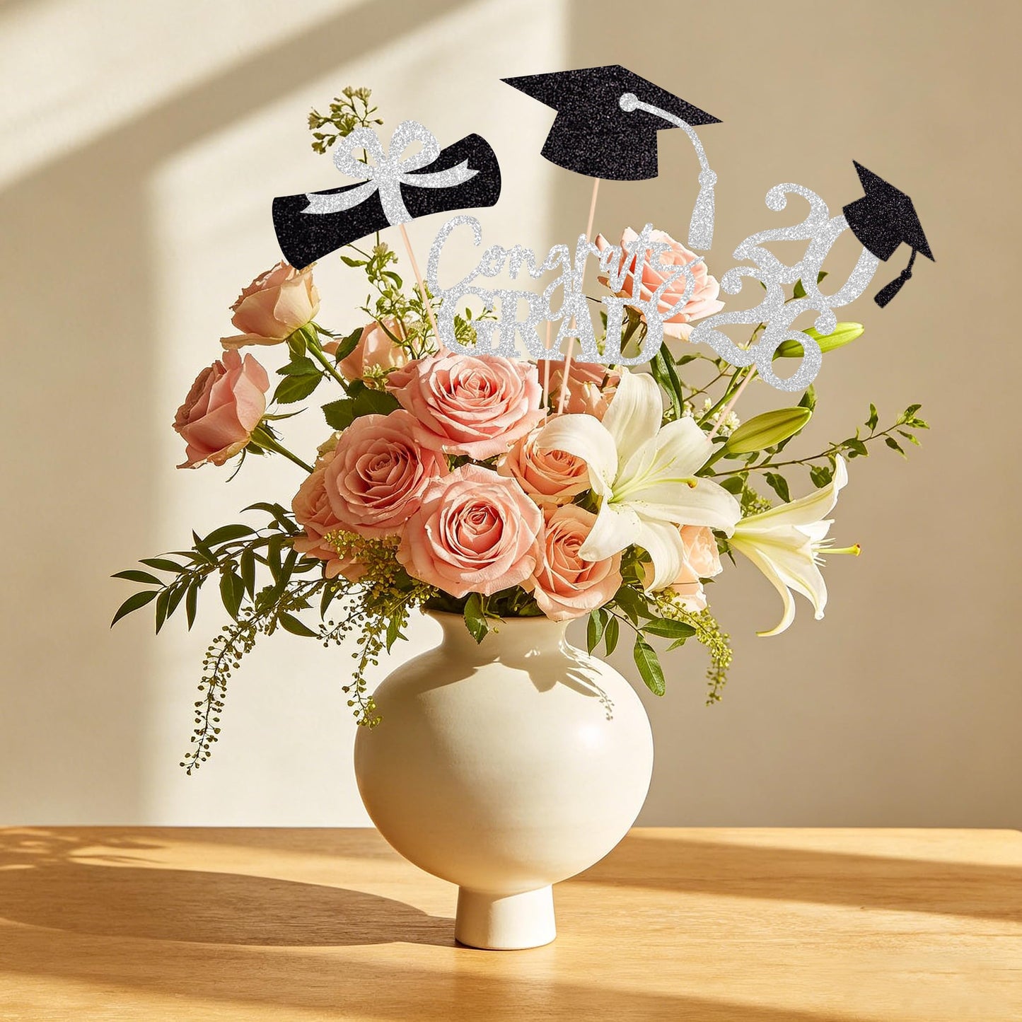 Graduation Centerpieces Class of 2026, 16 PCS Red Blue Double-Sided Table Toppers, Congrats Grad Party Decorations Supplies (Set of 4 Designs) WN420
