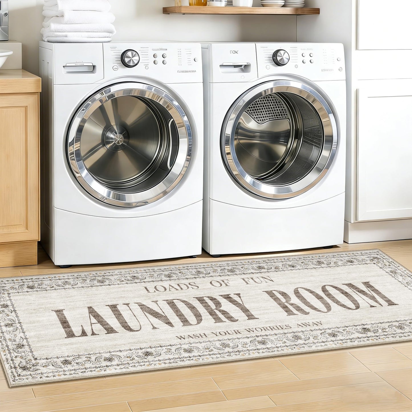 TOPRUUG 2x8 Kitchen Runner Rug: Non-Slip Kitchen Rugs Stain Resistant Kitchen Mats for Floor Low-Pile Carpet for Sink Soft Kitchen Runners Non Skid Washable 8 ft Mat Home Decor 2'x8' Beige BST202