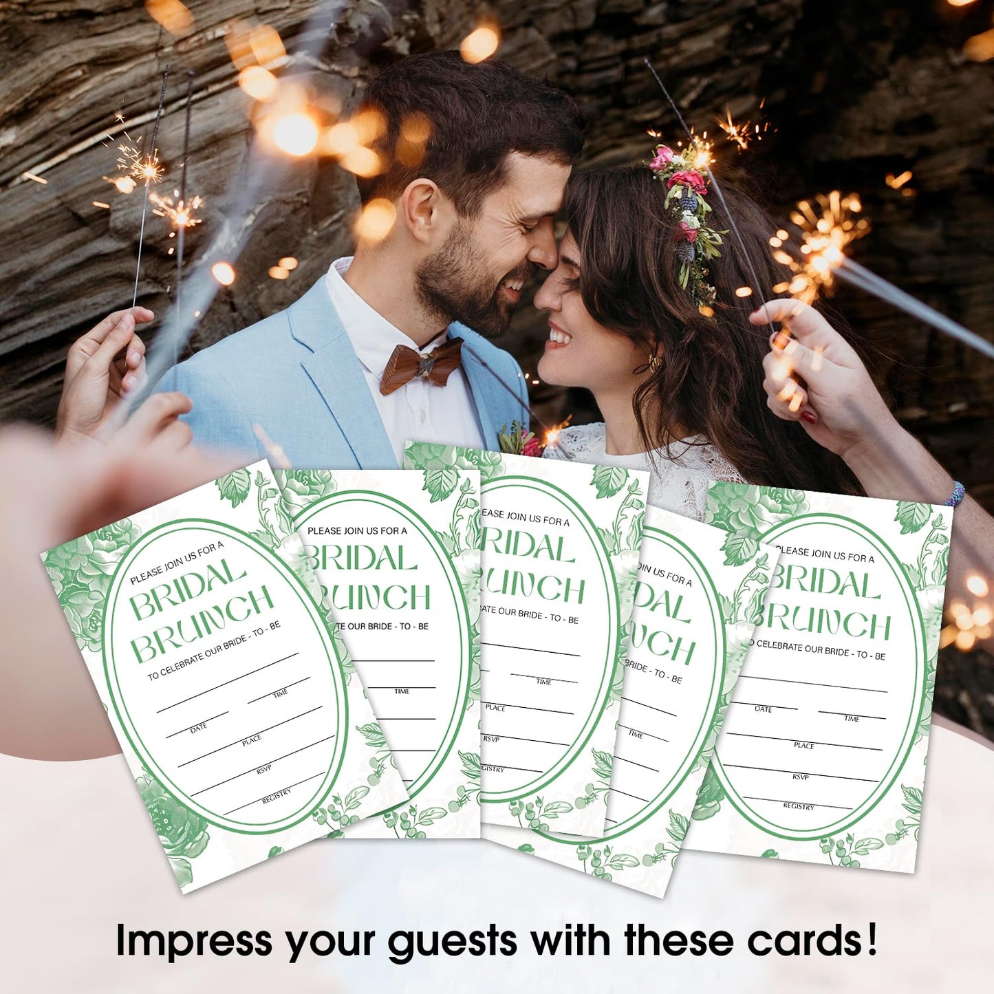 50 Years Anniversary Bridal Shower Invitations Cards, Set of 25 Gold Foil Floral Fill in Style 50th Year Wedding Invites Cards with Envelopes for Couples Marriage Party Supplies-T05 WN420