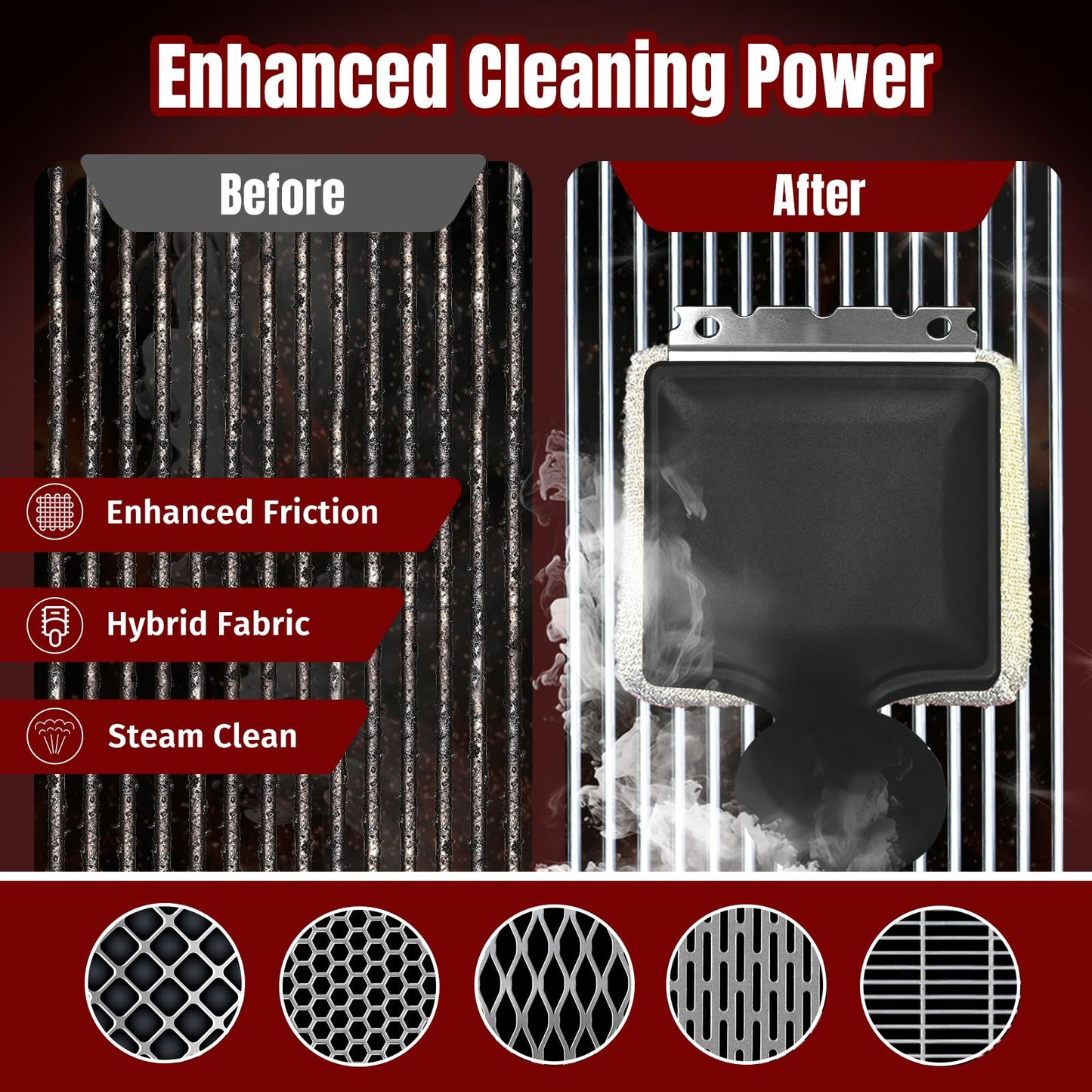 SHINESTAR Grill Brush for Outdoor Grill with 2 Replacement Heads - Cleaning BBQ Grill Brush and Scraper, Grill Brush Bristle Free with Non Metal Bristles, 3-Piece Set for Weber Traeger Grates WN420
