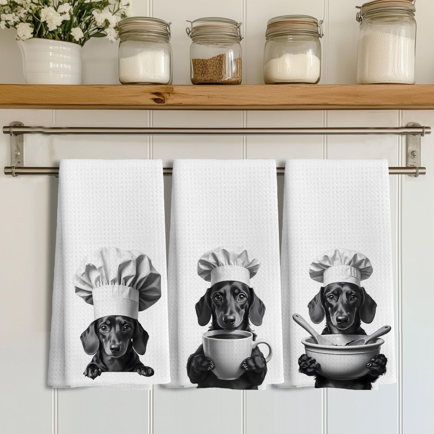 Funny Black Labrador Retriever Kitchen Towels, Black Lab Gifts Dish Tea Towels for Kitchen Decor, Gifts for Labrador Dog Lovers Hand Towels, 16x24 Inches BST202