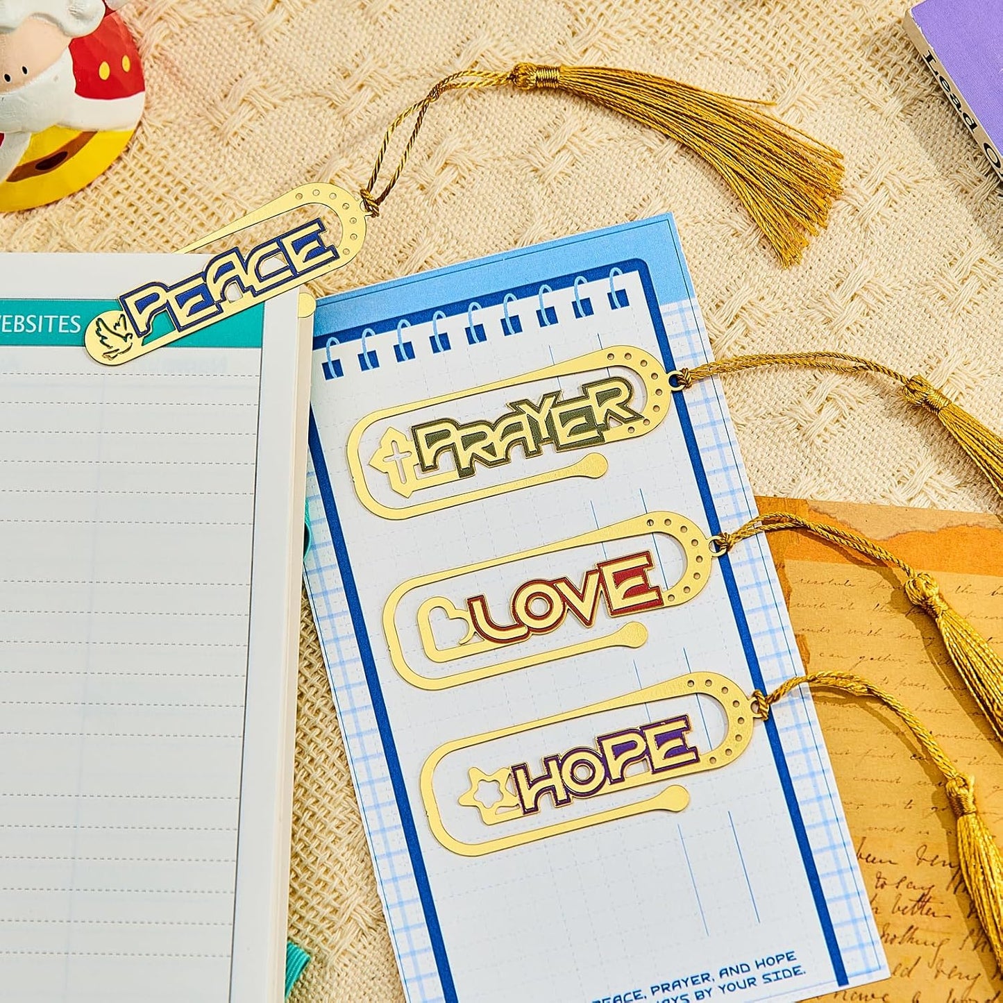 4Psc Metal Bookmarks with Tassel, Cute Book Marks for Reading Kids, Book Clips, Christian Gifts, Funny Gifts for Book Lovers Women WN420