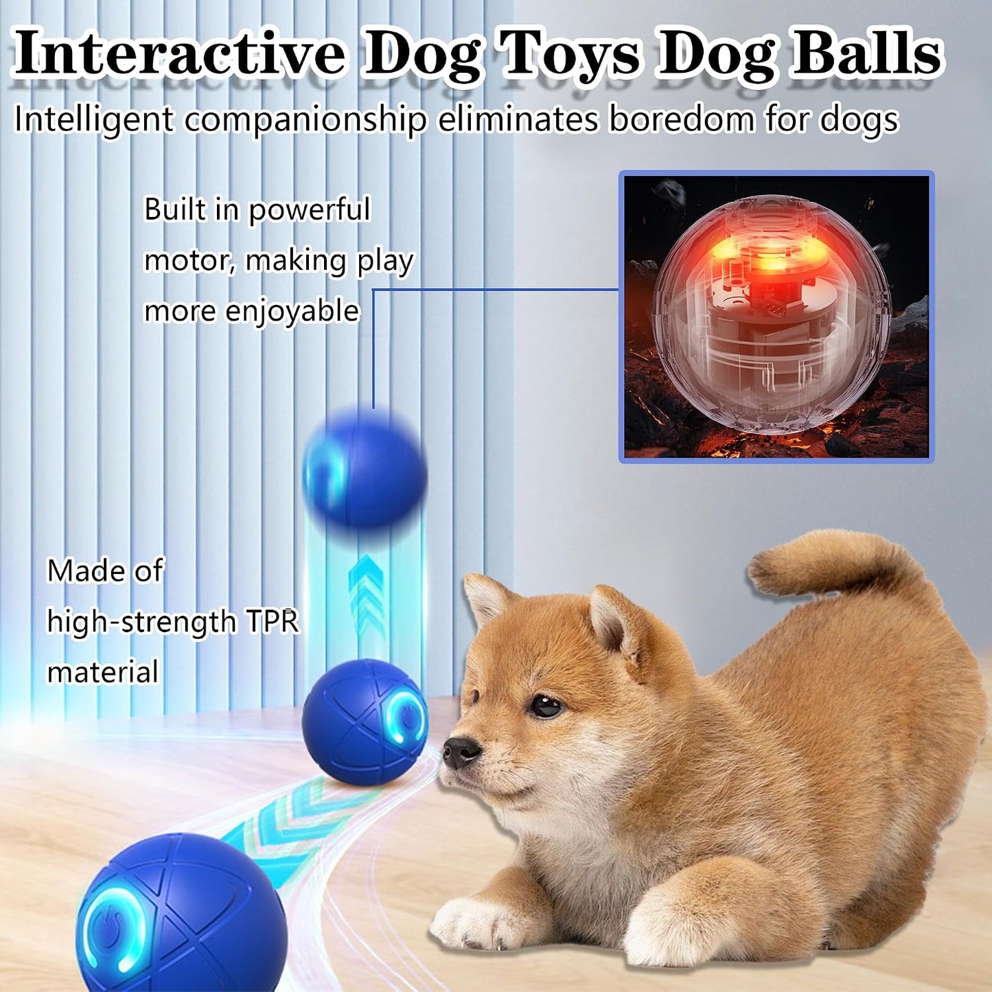 IRIDESCENT Interactive Dog Toys Dog Balls Activated Automatic Rolling Ball for Puppy Small Medium Dogs Smart Jumping Automatic Moving Bouncing and Rotating Ball Vibrating Keep Them Busy WN420