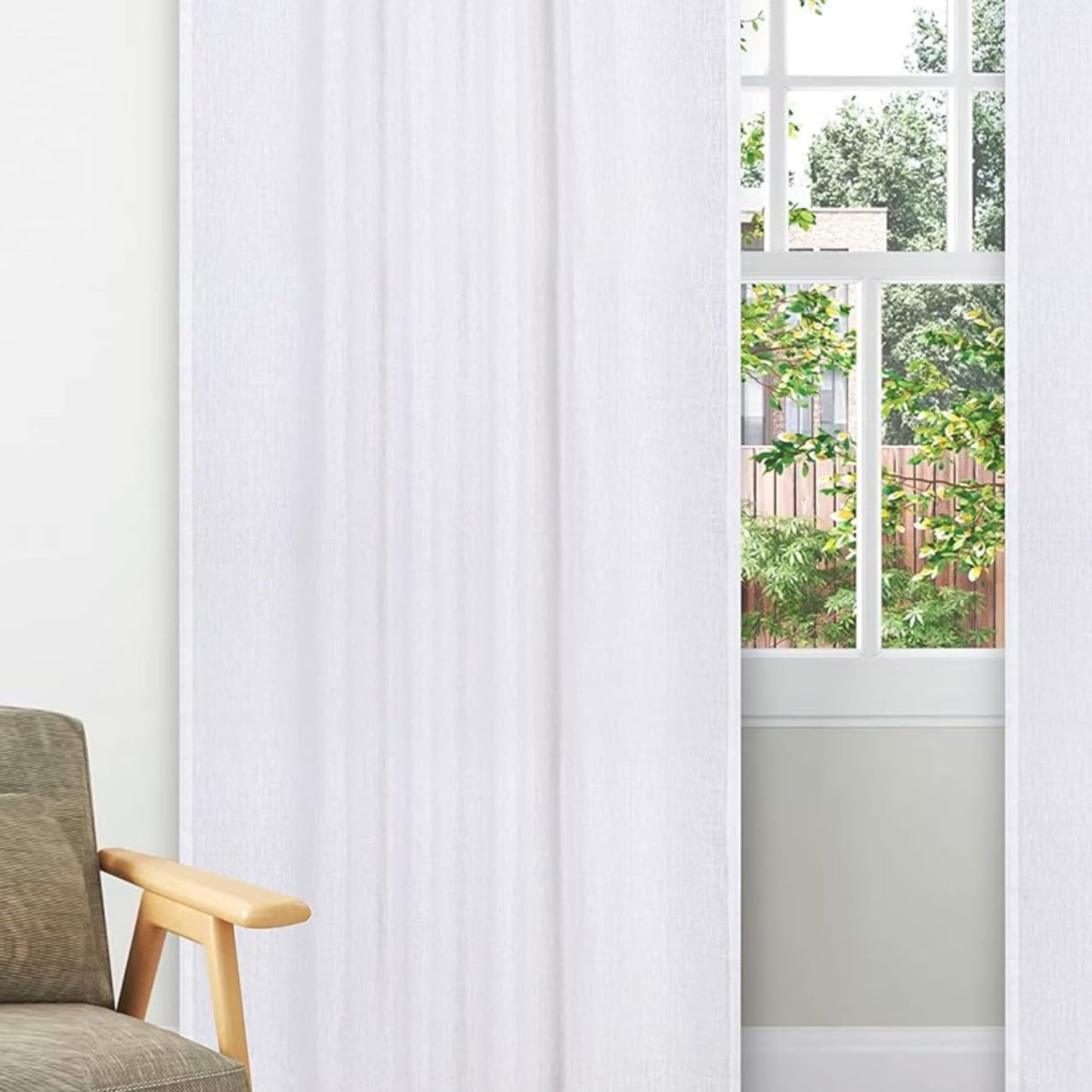 Bedding Craft Curtains 63 Inch Length - White Poly Cotton Slub Drapes with Tab Top, Set of 2, Ideal for Bedroom, Living Room, and Office_ 50x63 inch BST220