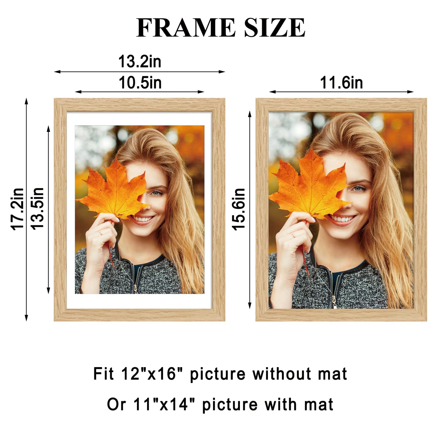 YESKAY 12x16 Picture Frame - 12 x 16 Photo Frame Made of Solid Oak Wood and Real Glass,Display Picture 4 Opening 5x7 with Mat or 12x16 Without Mat for Wall Mounting(Color Walnut) BST326H