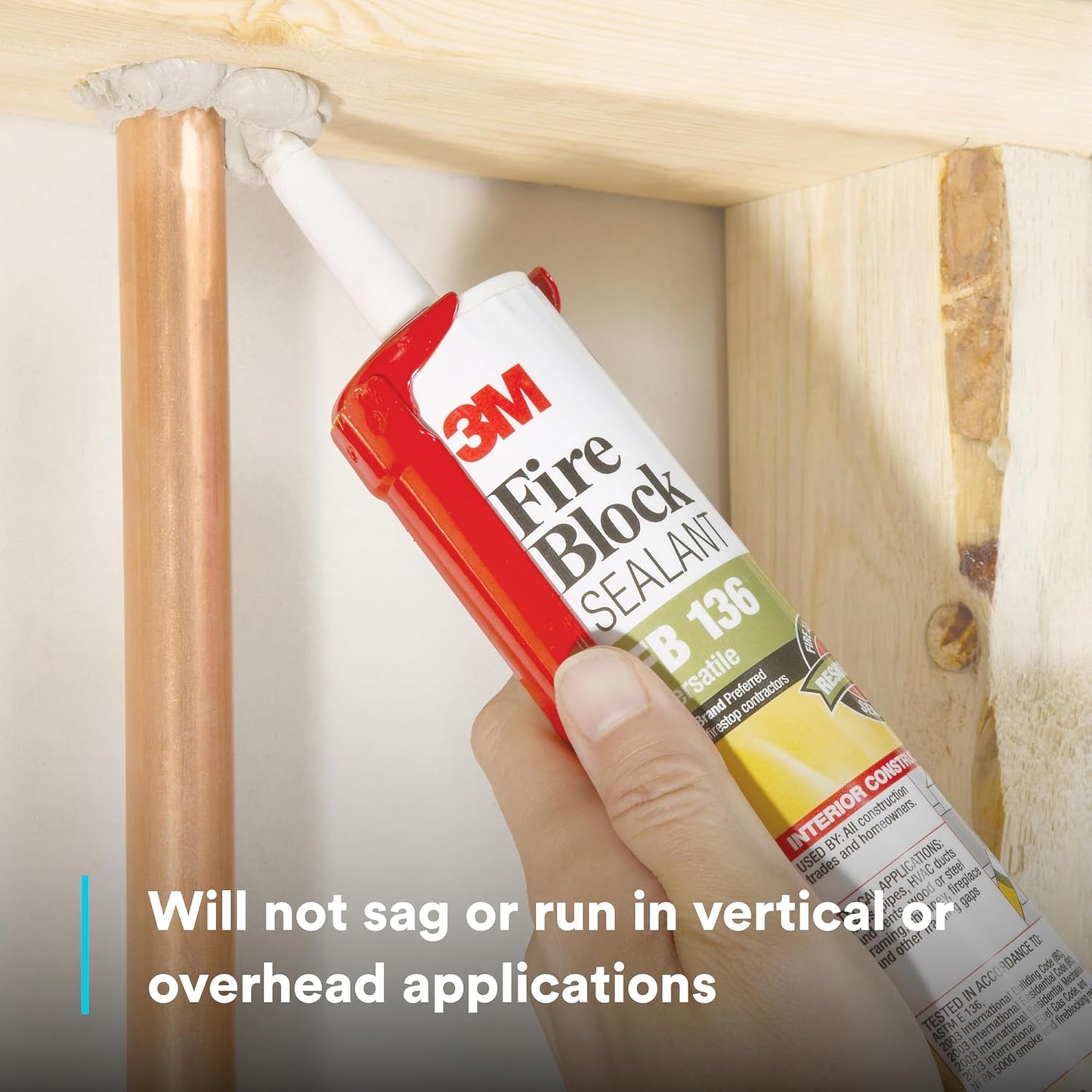 3M Fire Block Sealant FB 136, Gray Color, Single Component, High Temperature and Smoke Passage Resistant, 10.1 fl oz Cartridge