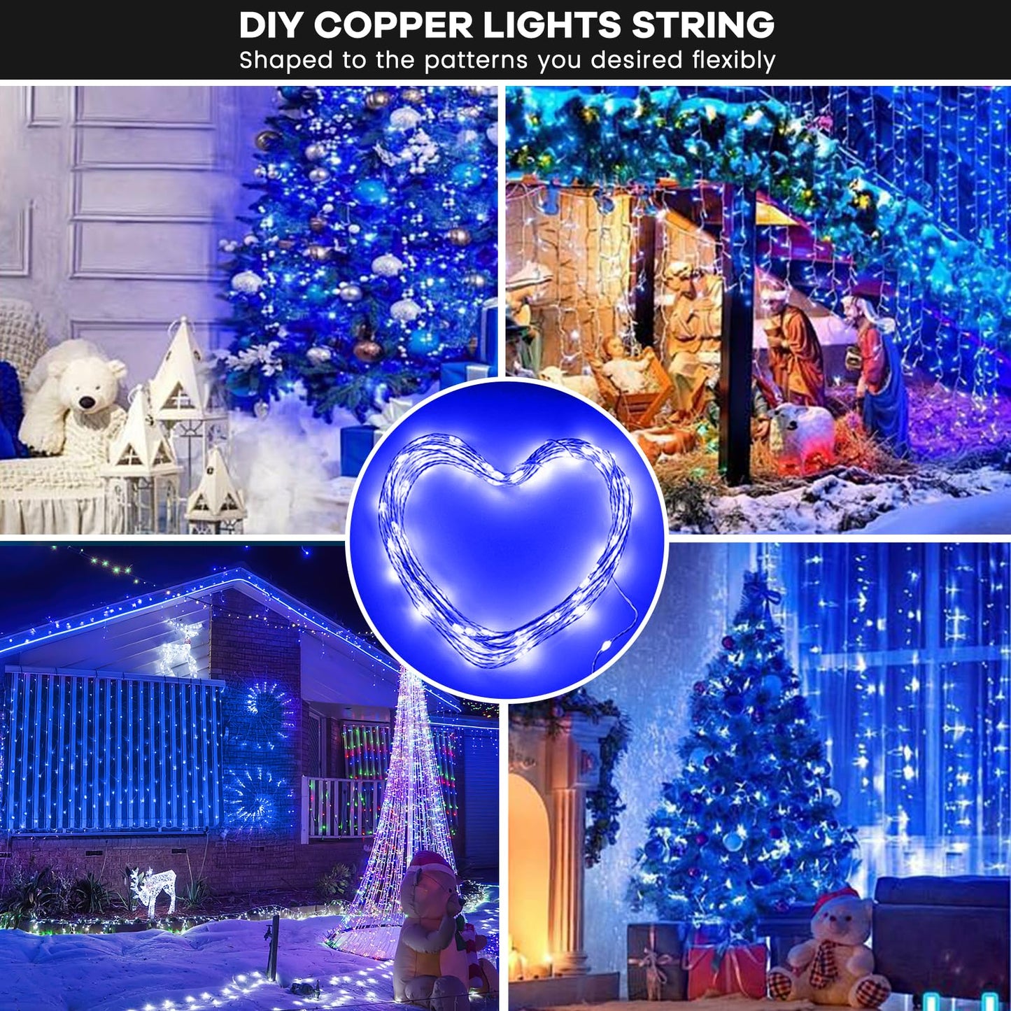 Fairy Lights 33FT 100 LED Fairy String Lights Battery Operated with Remote, 8 Modes Outdoor Waterproof Led Twinkle Lights for DIY Party Wedding Christmas Decoration Warm White WN420