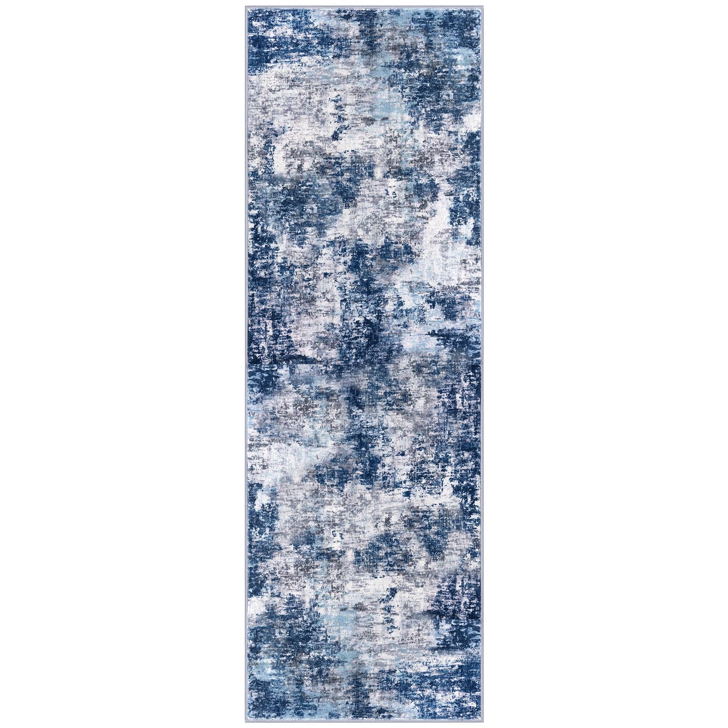 Lansny Modern Abstract Runner - 2x5, Beige Grey Washable Kitchen Entryway Rug Mat Non-Slip Soft Neutral Hallway Rug Thin Print Faux Wool Carpet for Bedroom Laundry Room Indoor BST220