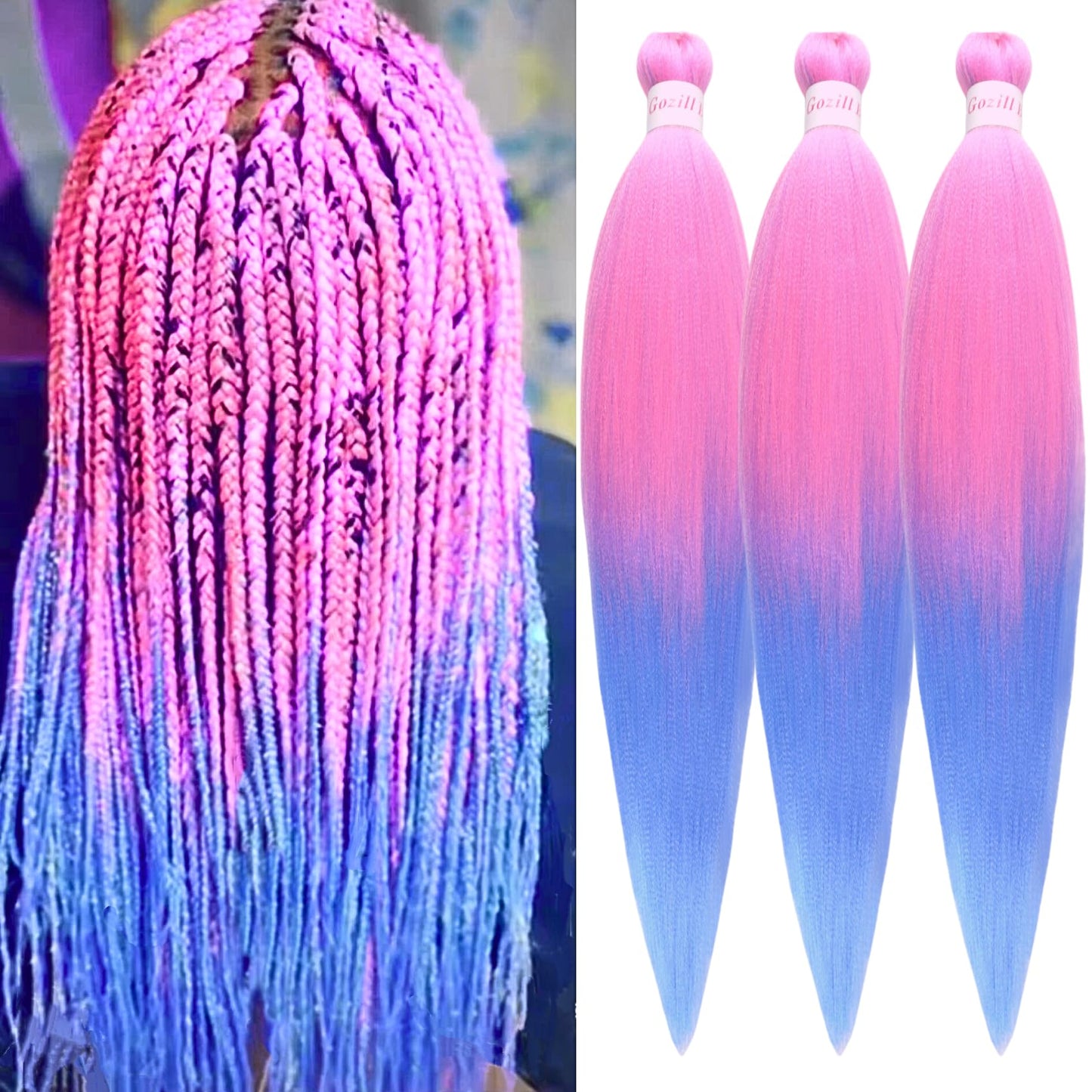 Purple Braiding Hair Pre stretched Knotless 26 inch | Hypoallergenic Synthetic Purple Prestretched Ez Braid Knotless Itch Free Soft Yaki Texture Hot Water Setting WN420