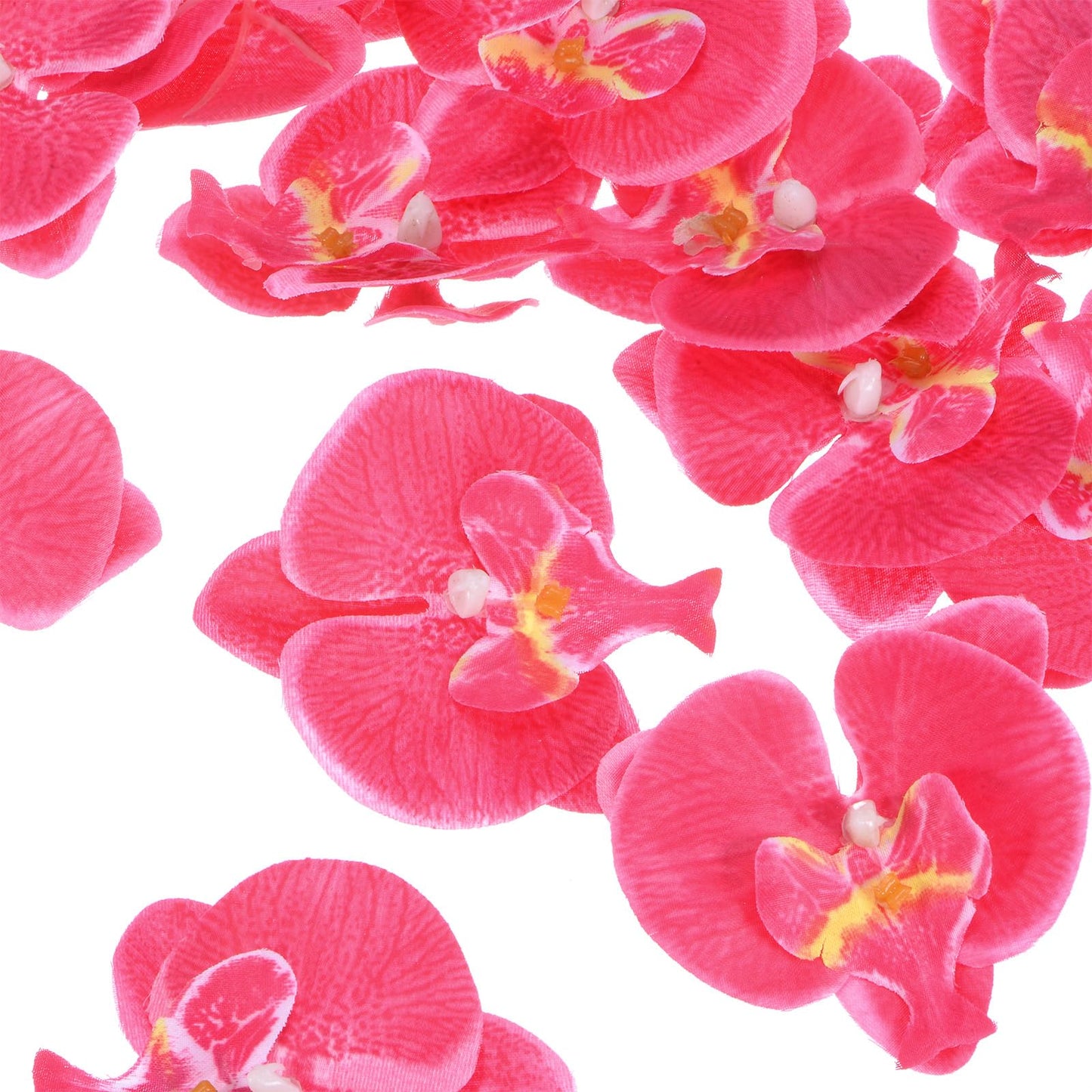 M METERXITY 20-Pack Artificial Orchid Flower Heads, Silk Faux Butterfly Flowers Head for Wedding/Bouquet/Bridal/Party Decor, Fake Phalaenopsis Petals Bulk [2.76 Inch, Dark Purple] BST220