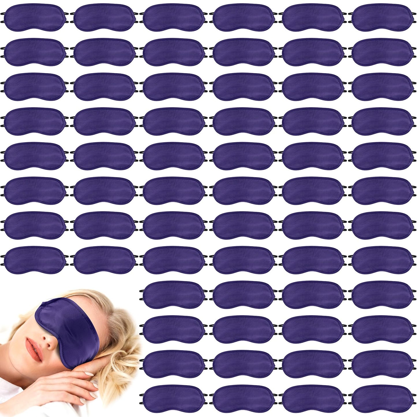 Tarpop 200 Pcs Eye Mask Sleeping Blindfold Eye Cover with Adjustable Strap for Games Party Team Building Travel Individually Wrapped Sleep Mask for Women Men (Blue)
