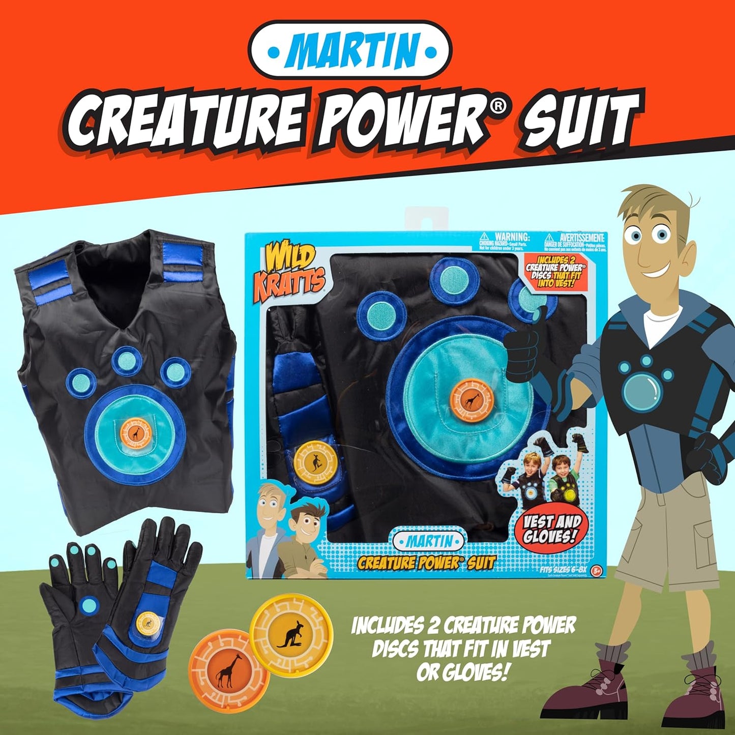 Wild Kratts Creature Power Suit Martin (Large 6-8X) Includes Vest 61