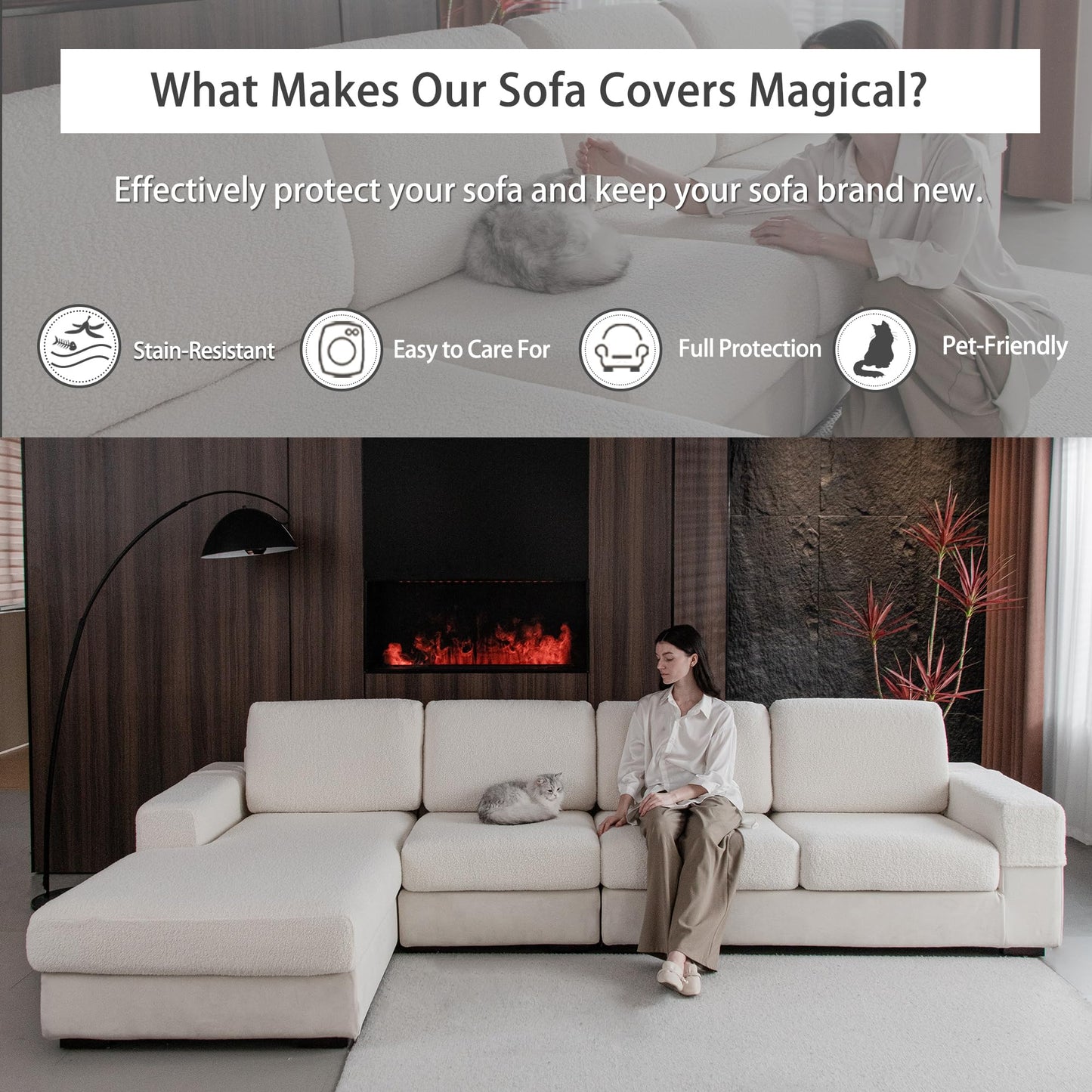 OHSIO Couch Cushion Covers for Sectional Sofa, Stretch Soft Sofa Slipcovers Washable Wear-Resistant Universal Furniture Protector for Living Room(1 Piece Oversized Cover, Green) BST202