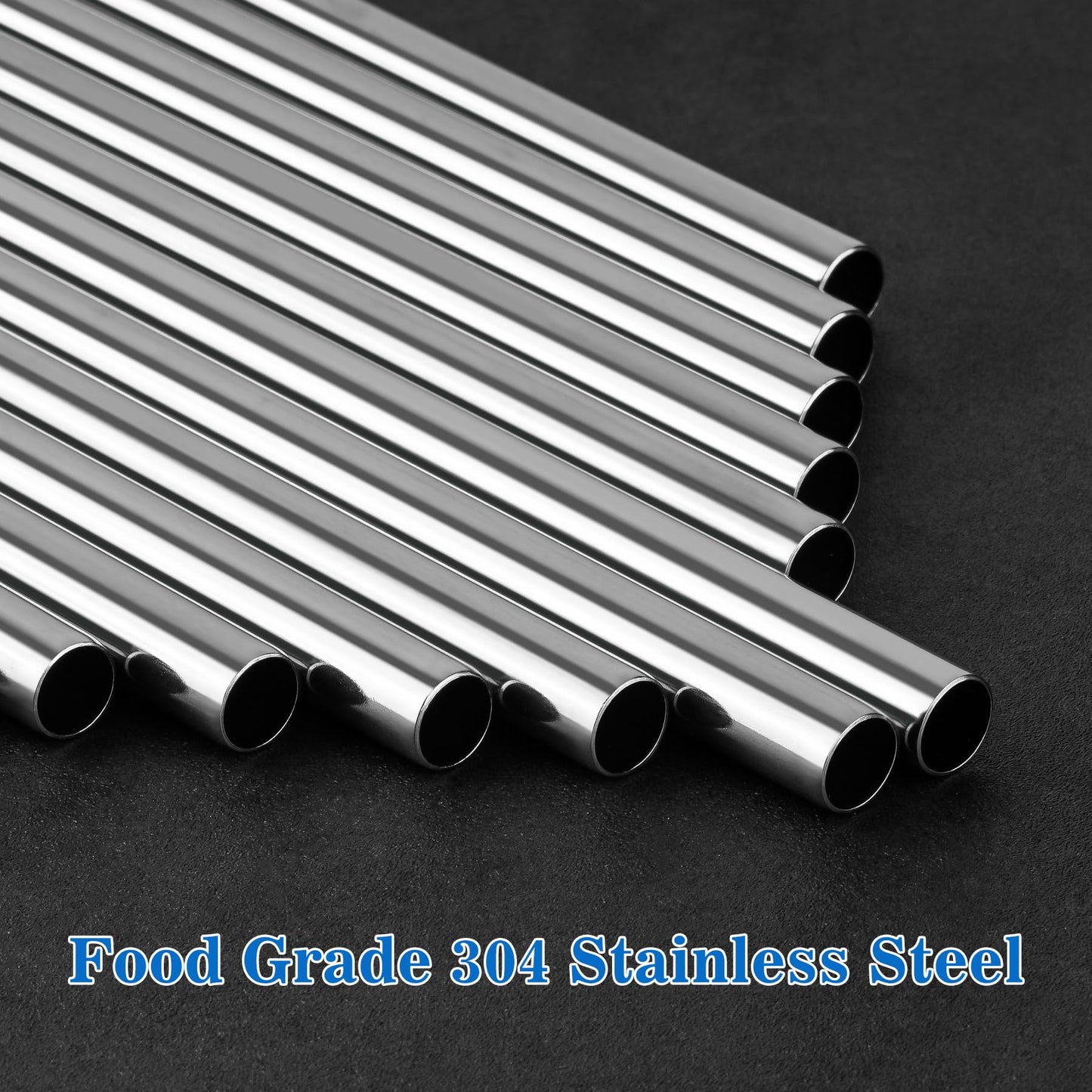 Tomorotec 14PCS Stainless Steel Straws Fit for 30oz Stanley Tumblers | 11" Reusable Drinking Straws with Brush, 7 Bent & 7 Straight for Smoothies, Milkshakes, Coffee, Dishwasher Safe (Metallic) BST326L