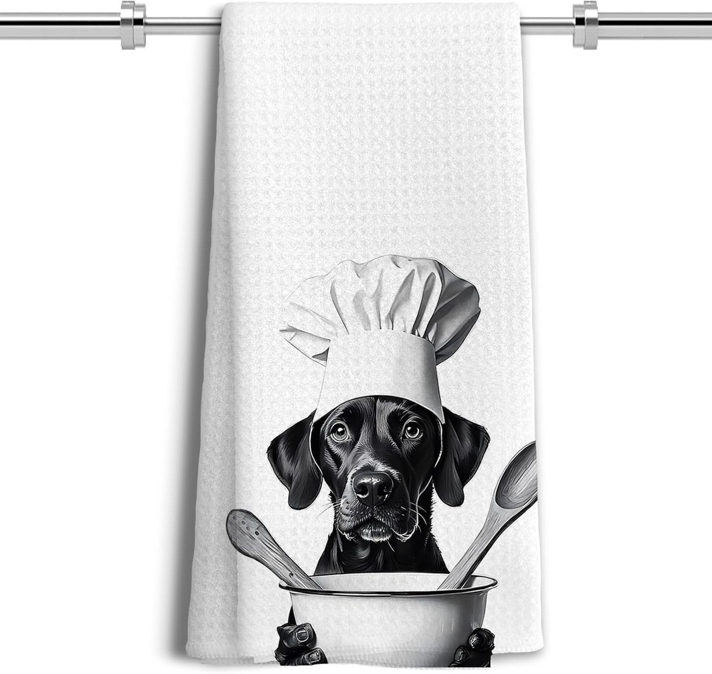 Funny Black Labrador Retriever Kitchen Towels, Black Lab Gifts Dish Tea Towels for Kitchen Decor, Gifts for Labrador Dog Lovers Hand Towels, 16x24 Inches BST202