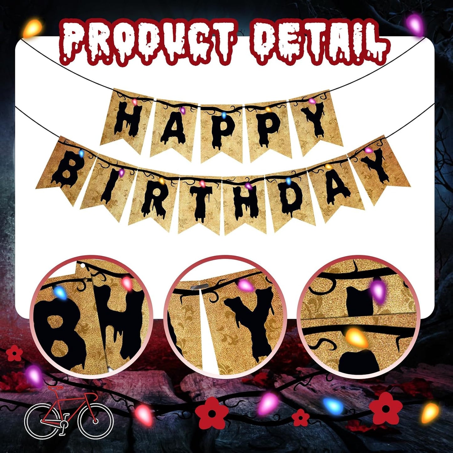 Halloween Theme Party Decorations Banner,Spooky Party Decoration,Happy Birthday Banner Decoration,Backdrop Wall Decors Photo Props BST202