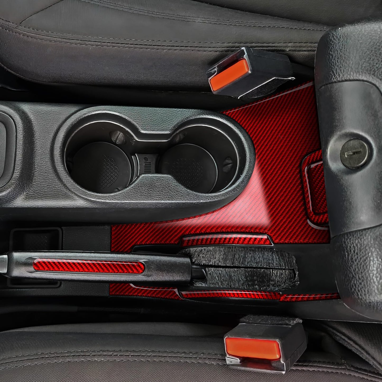 Car Gear Shift Lower Panel Sticker Carbon Fiber Decal Interior Trim Cover for Jeep Wrangler 2011 2012 2013 2014 2015 2016 2017 Accessories (Red) BST220