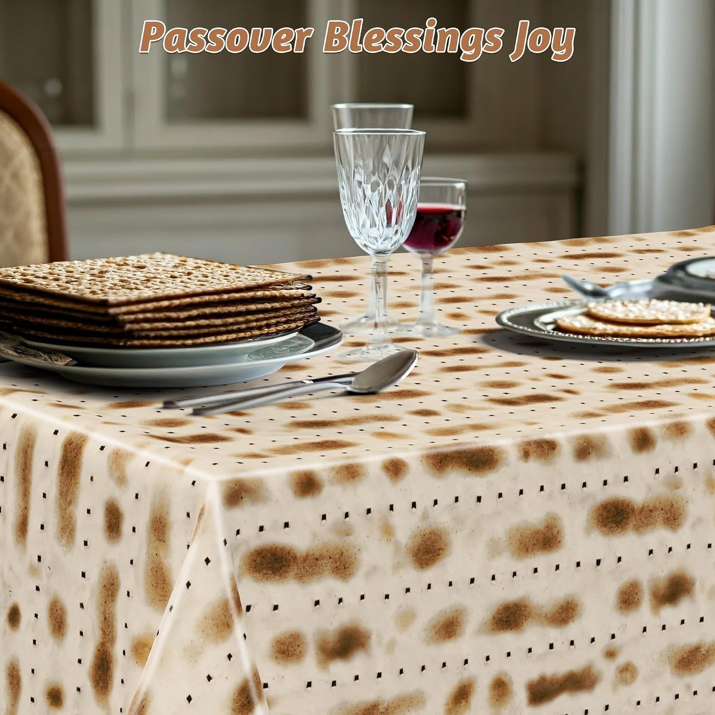 3 Pack Passover Decorations, 108" X 54" Passover Matzah Tablecloth, Disposable Plastic Seder Party Supplies, Rectangle Pesach Matzo Table Covers for Festival Holiday Party Home Dining Table Decor BST202