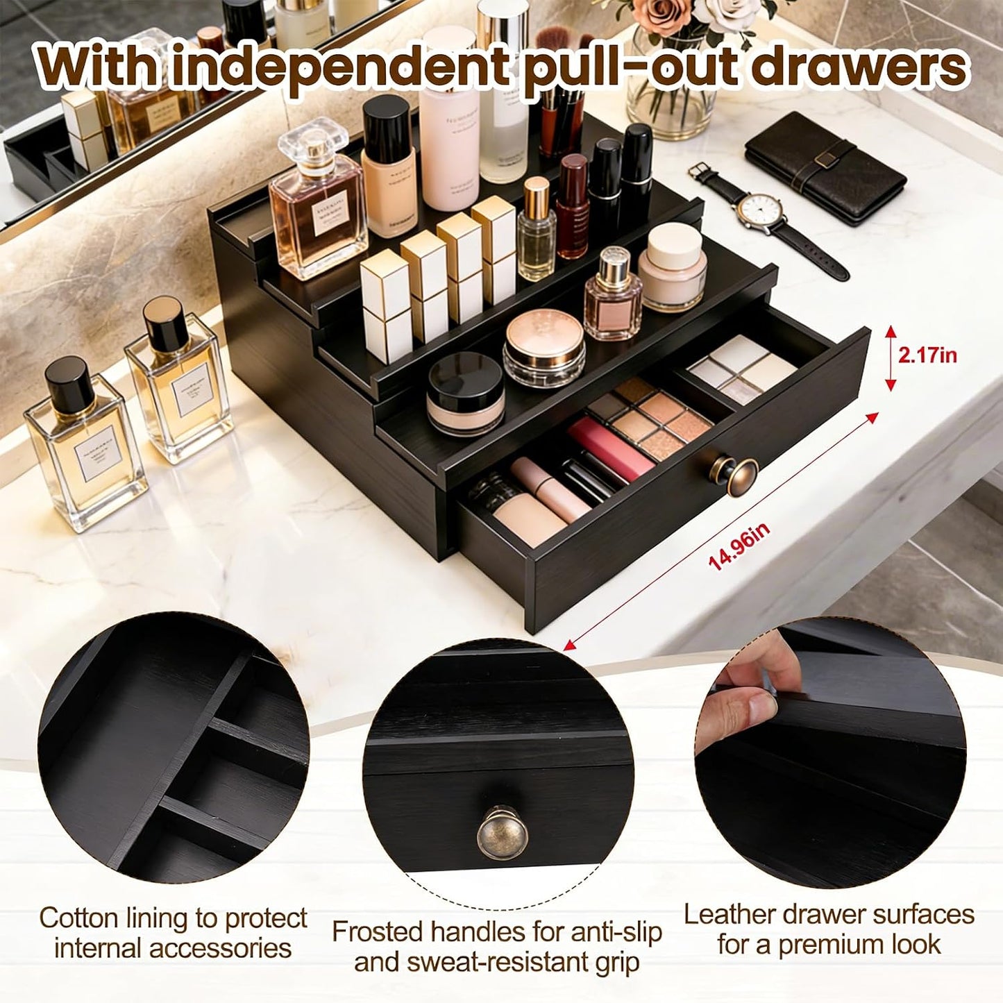 4 Tier Wooden Perfume Stand Cologne Jewerly Organizer BST220