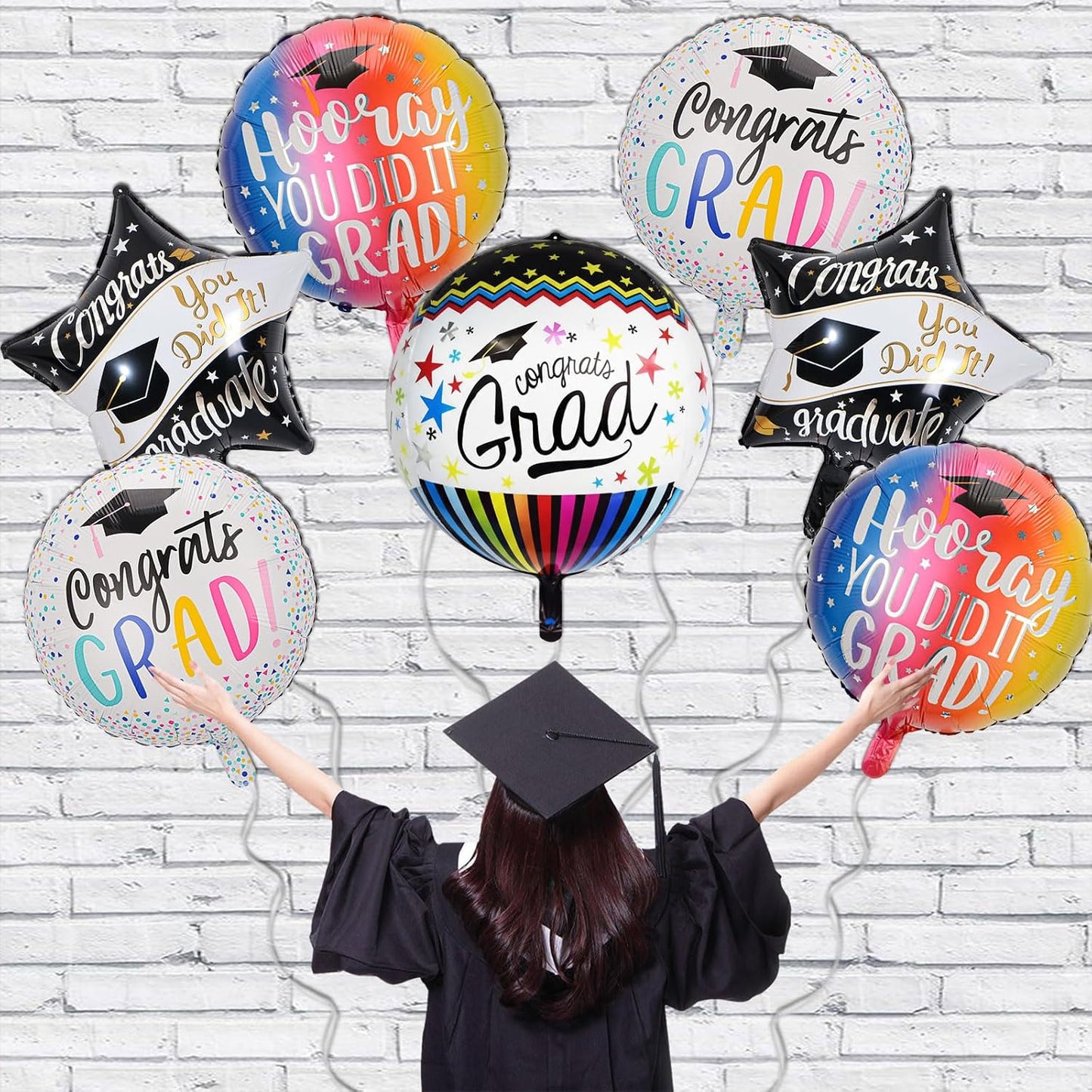 Congrats Grad Balloons - 4D Graduation Balloons for Graduation Decorations 2026 - Grad Balloon for Class of 2026 Decorations - Congrats Grad Party Decorations Supplies WN420