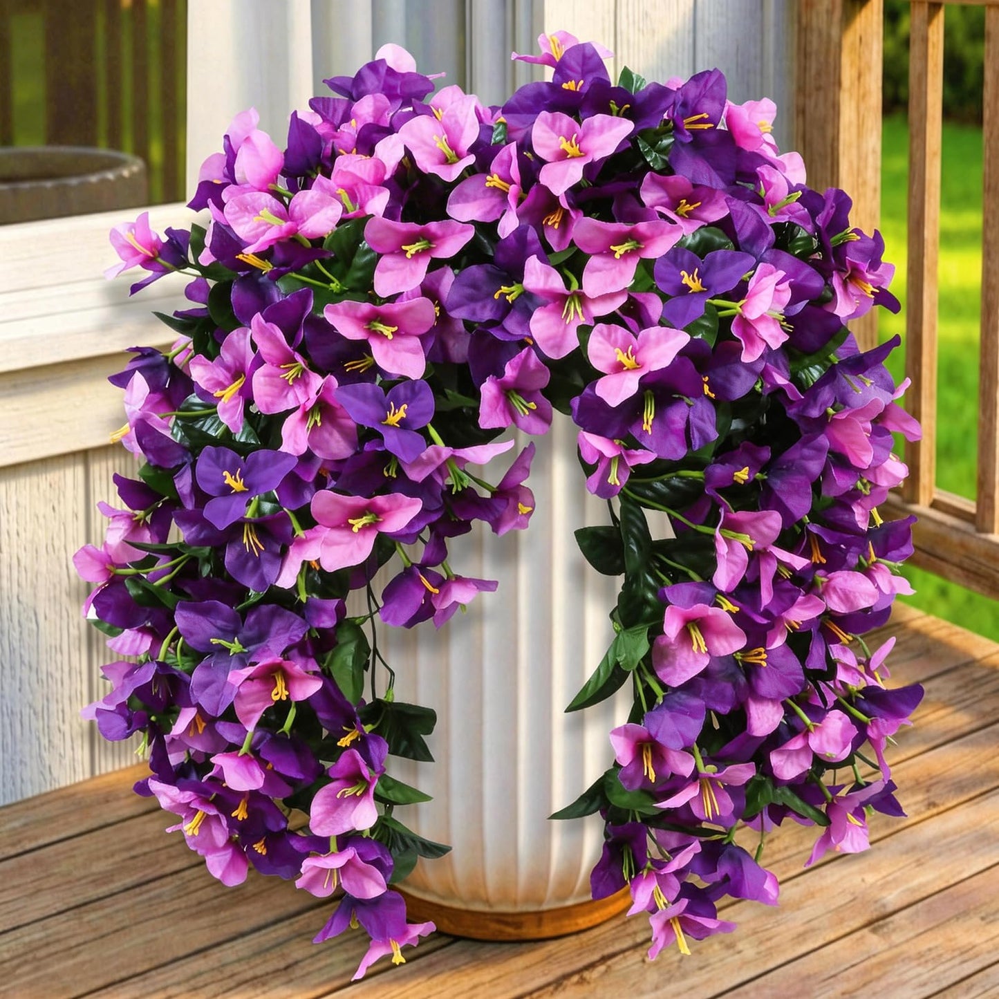 2 Pack Artificial Bougainvillea Flowers for Outdoors Decorations, Fake Hanging Plants, Faux Outside Flowers UV Resistant for Baskets Home Front Door Porch Patio Balcony Yard(Hot Pink) BST202