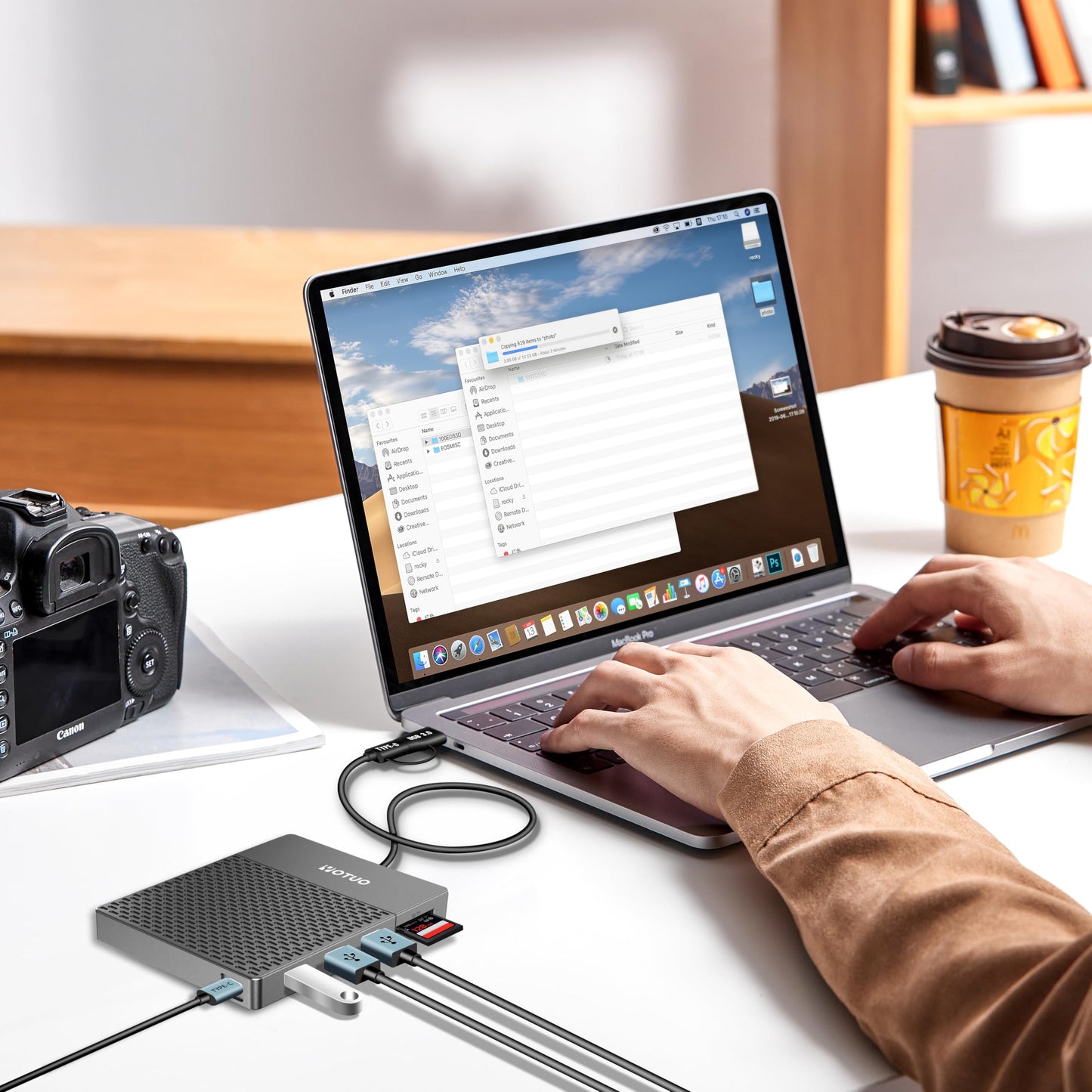 YOTUO 1TB External Hard Drive, USB C Multiport Hub HDD 7-in-1 RD12