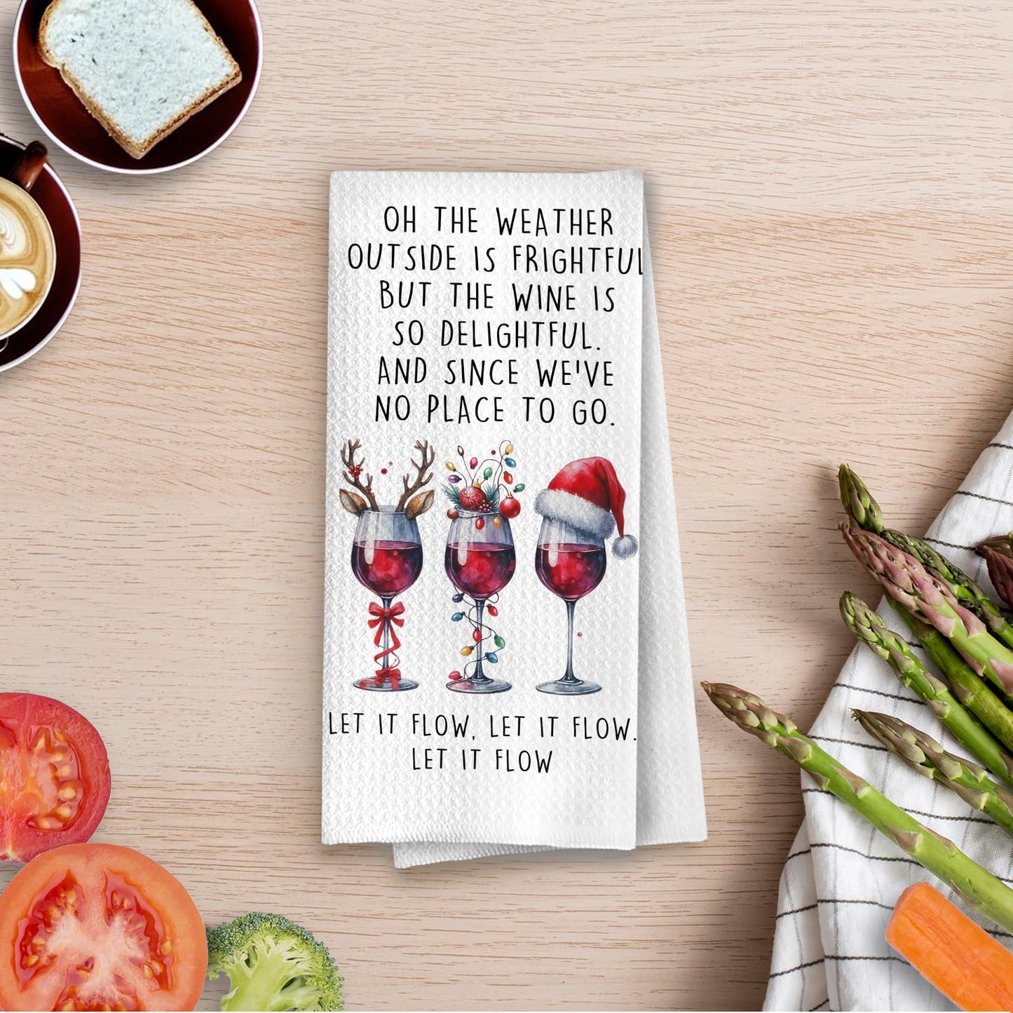 Funny Wine Kitchen Decor - Wine Gifts Waffle Dish Towels for Kitchen, Hostess Gifts Hand Towels, Housewarming Gift Tea Towel, 16x24 Inch BST220