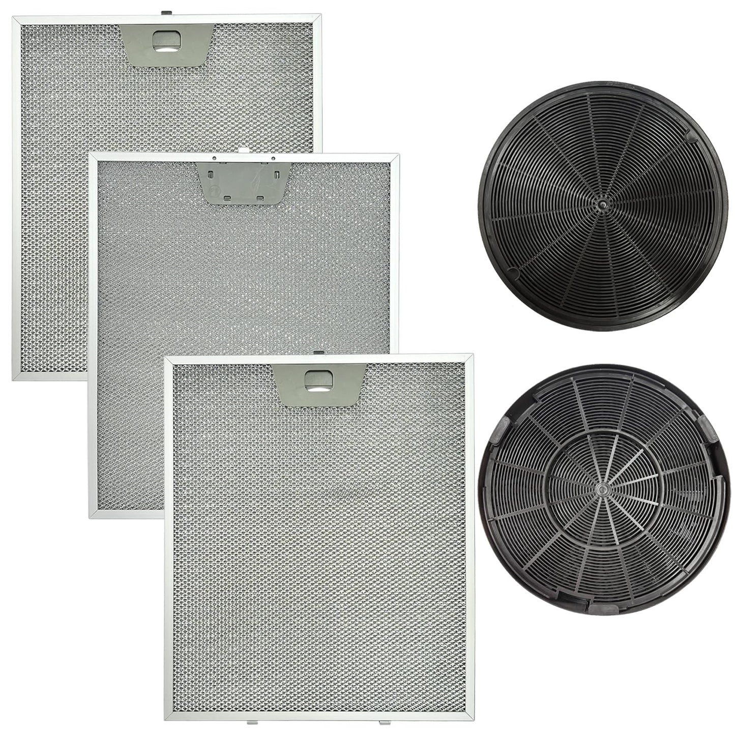 2 Pack WB02X24872 Range Vent Hood Grease Filter & 2 Pack JXCF72 WB02X24842 Charcoal Filter Compatible with GE Range Hoods JVW5301EJ1ES, JVW5301SJ1SS, JVW5301BJ1TS, JVW5301FJ1DS, JVW5301EJ2ES BST220