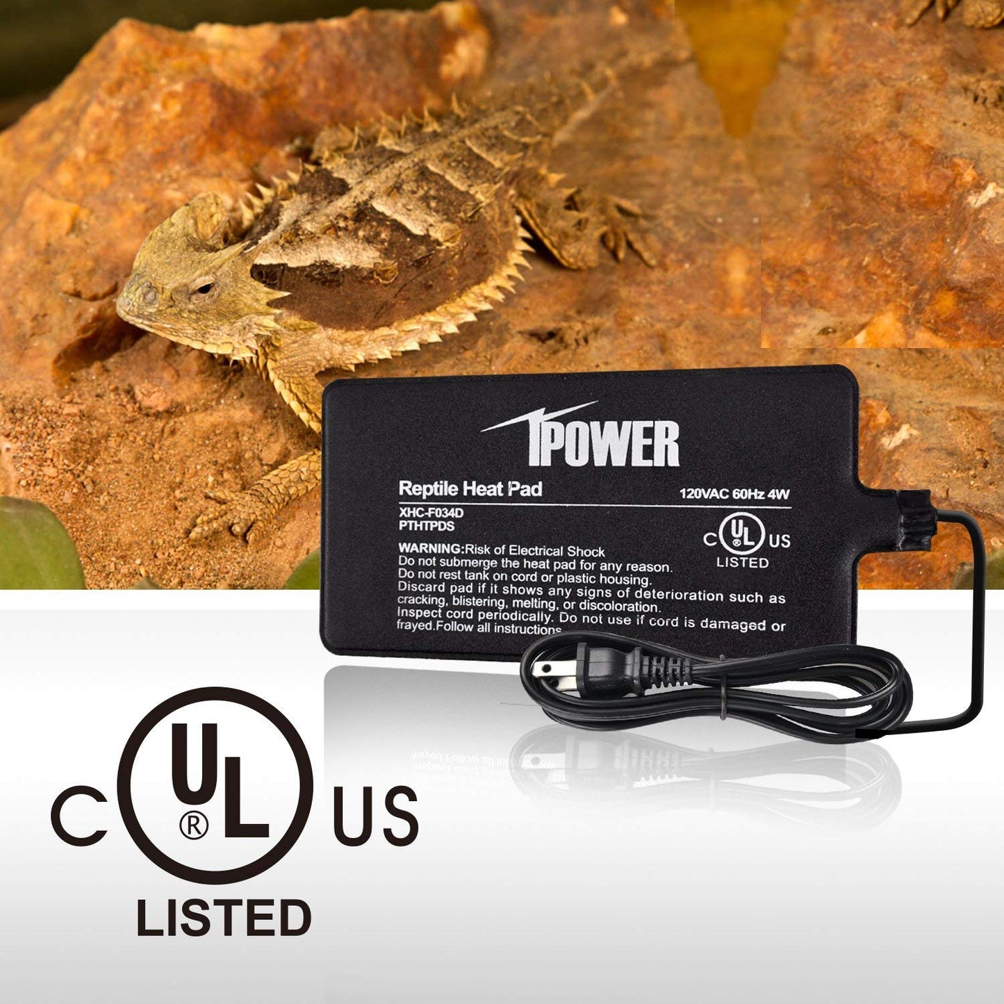 iPower 4 by 7-Inch 4W Reptile Heat Mat, Under Tank Warmer Terrarium Heat Pad for Turtles Lizards Frogs and Other Small Animals WN420