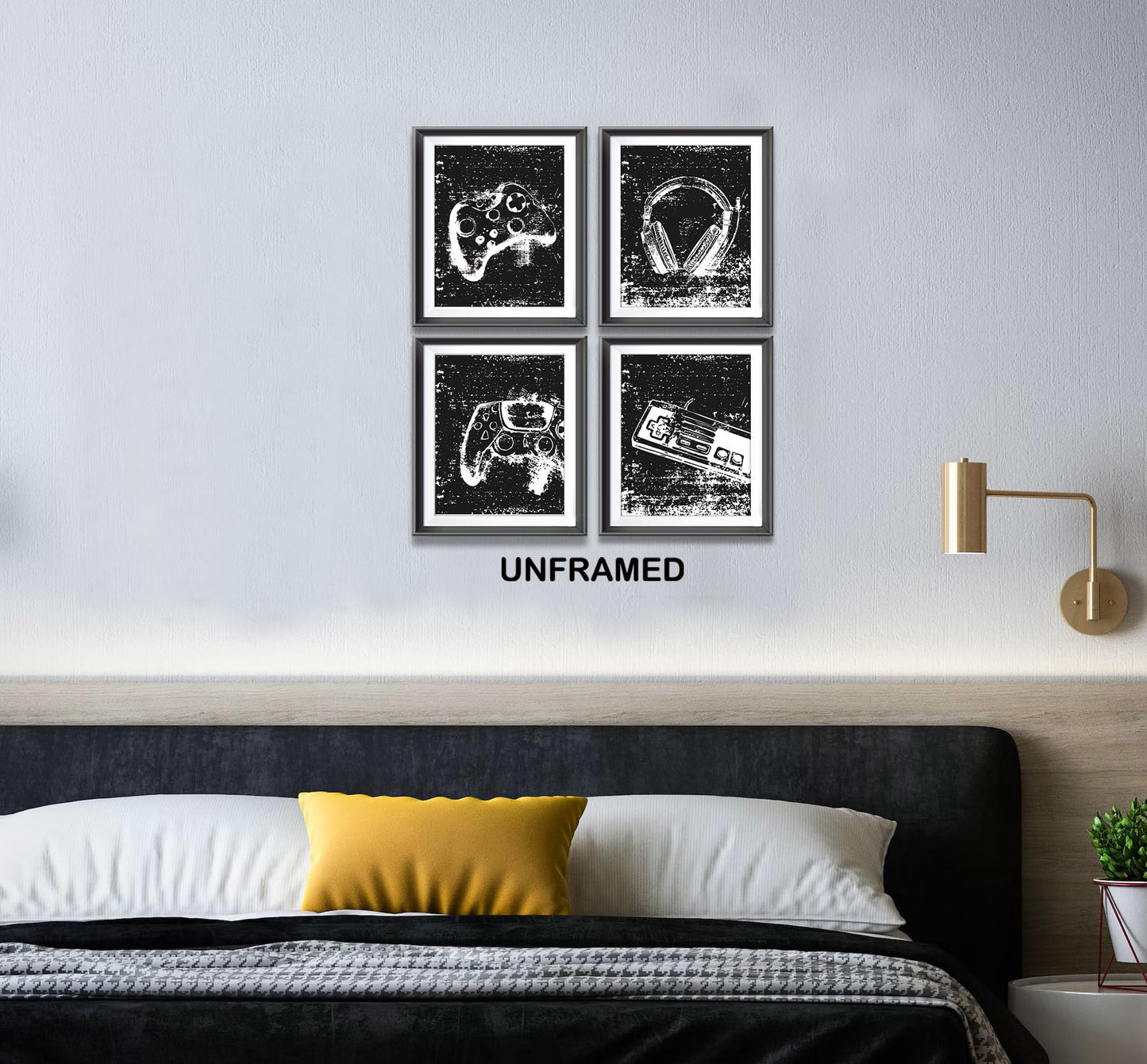 Retro Video Game Gaming Poster Prints for Home Boys Room Playroom Decor,Black And White Video Game Decorations Prints Wall Art Unframed 4pcs 8x10inches,Gift for Gamer Boys Gaming Love (8×10 inc) BST220