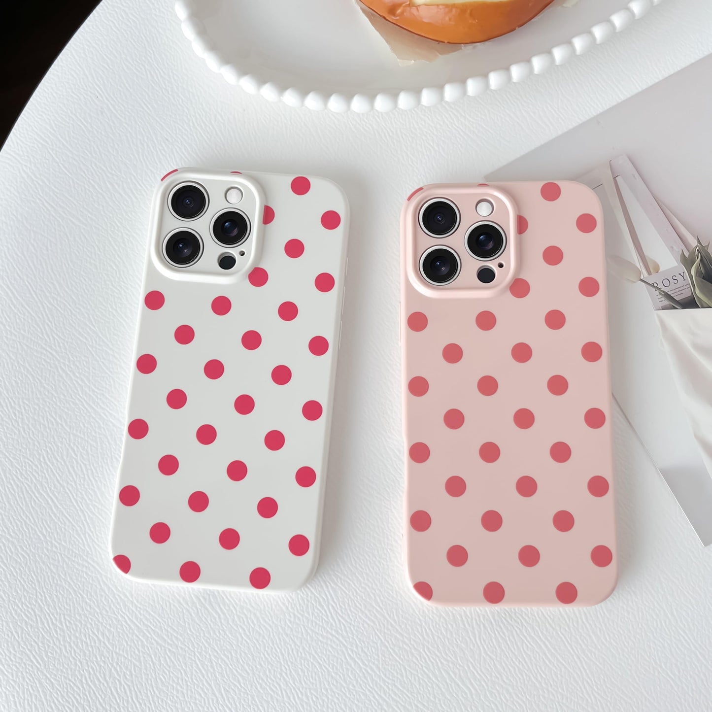 Skyseaco Compatible with iPhone 15 Case Cute Polka Dot Phone Case Soft Slim TPU Shockproof Phone Cover Full Camera Protection for Women Girls - Black WN420